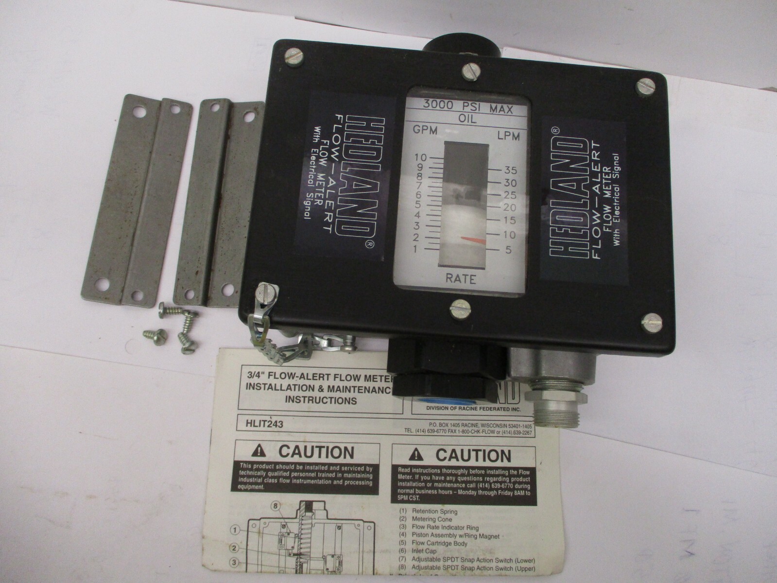 New Hedland Flow-Alert Flow Meter With Electrical Signal H782-309-S7127 A2940MO