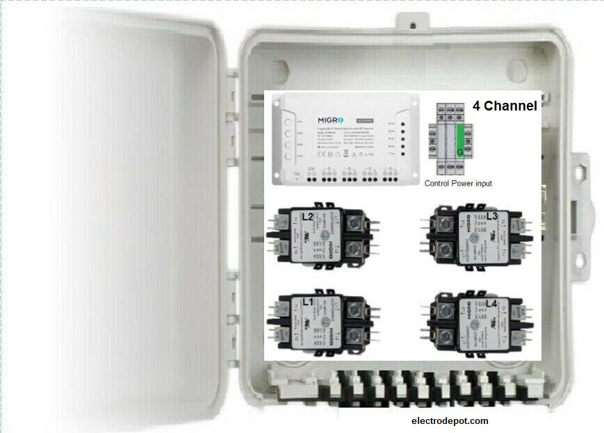 WiFi 4 CH Pool Control, Pump, Heater, Lights, Timer, Access, 220V FREE Repeater
