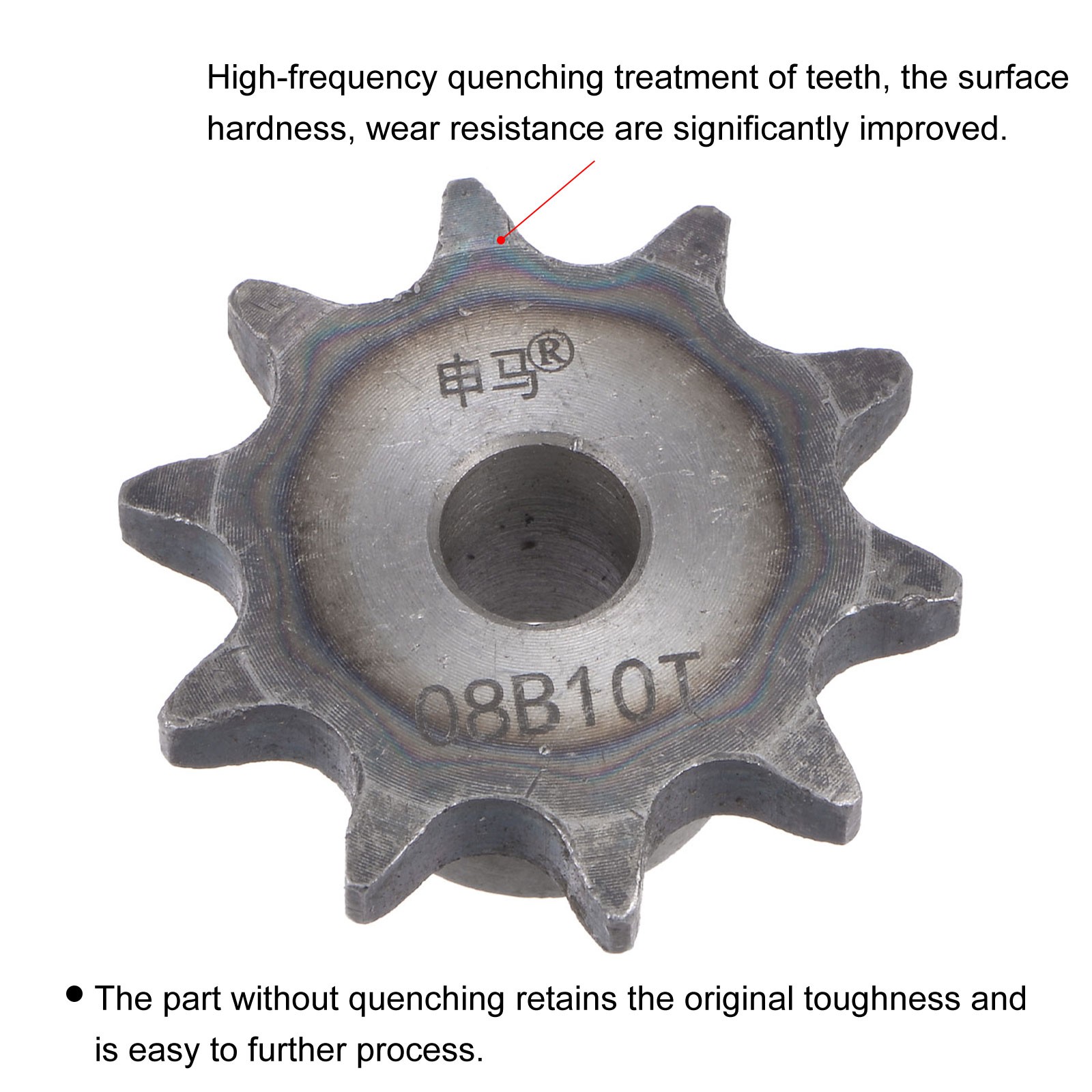 2Pcs 08B Chain Roller Sprocket 10mm Bore 1/2″ Pitch 10 Tooth Type B Sprocket