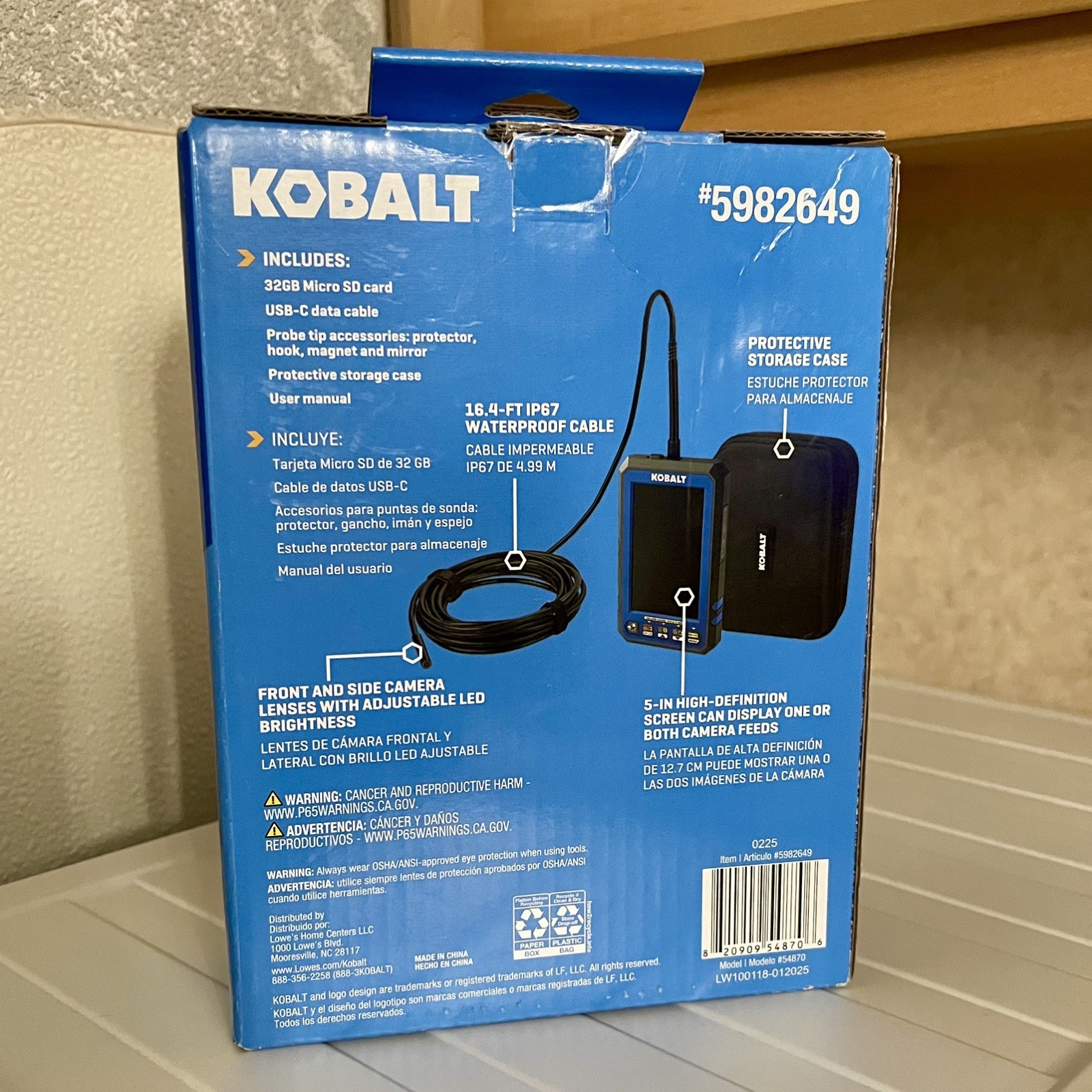 Kobalt 5″ Compact Inspection Camera w/ Color Screen New Open Box