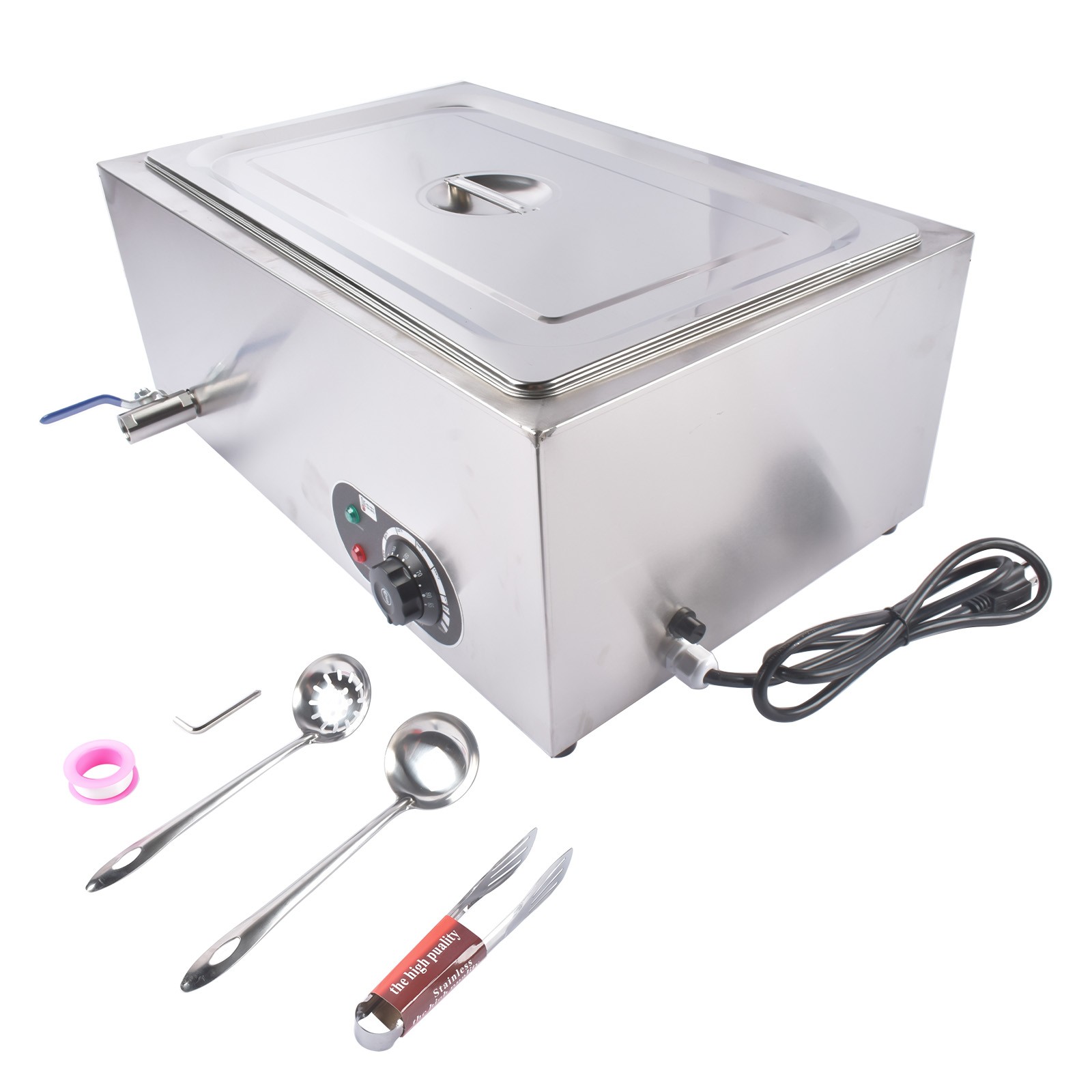 1/2/3/4/5/6Pan 24QT Electric Steam Table 1200W Buffet Bain Marie w/ Temp Control