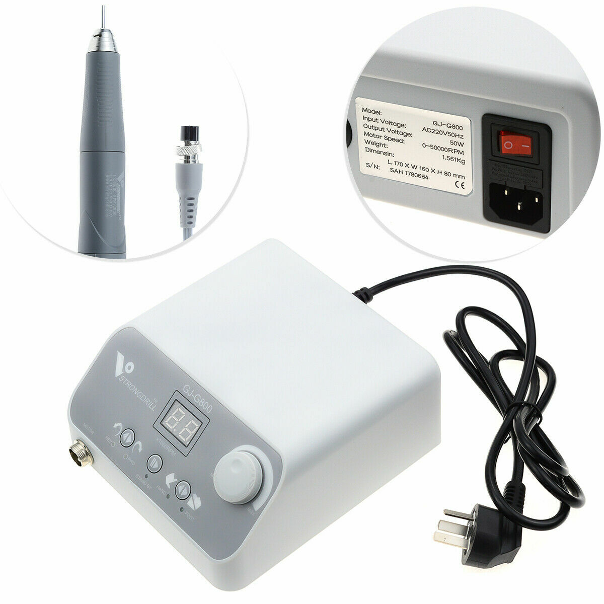 Dental Lab Brushless Micromotor Polisher Micro Motor with 50000RPM Handpiece US