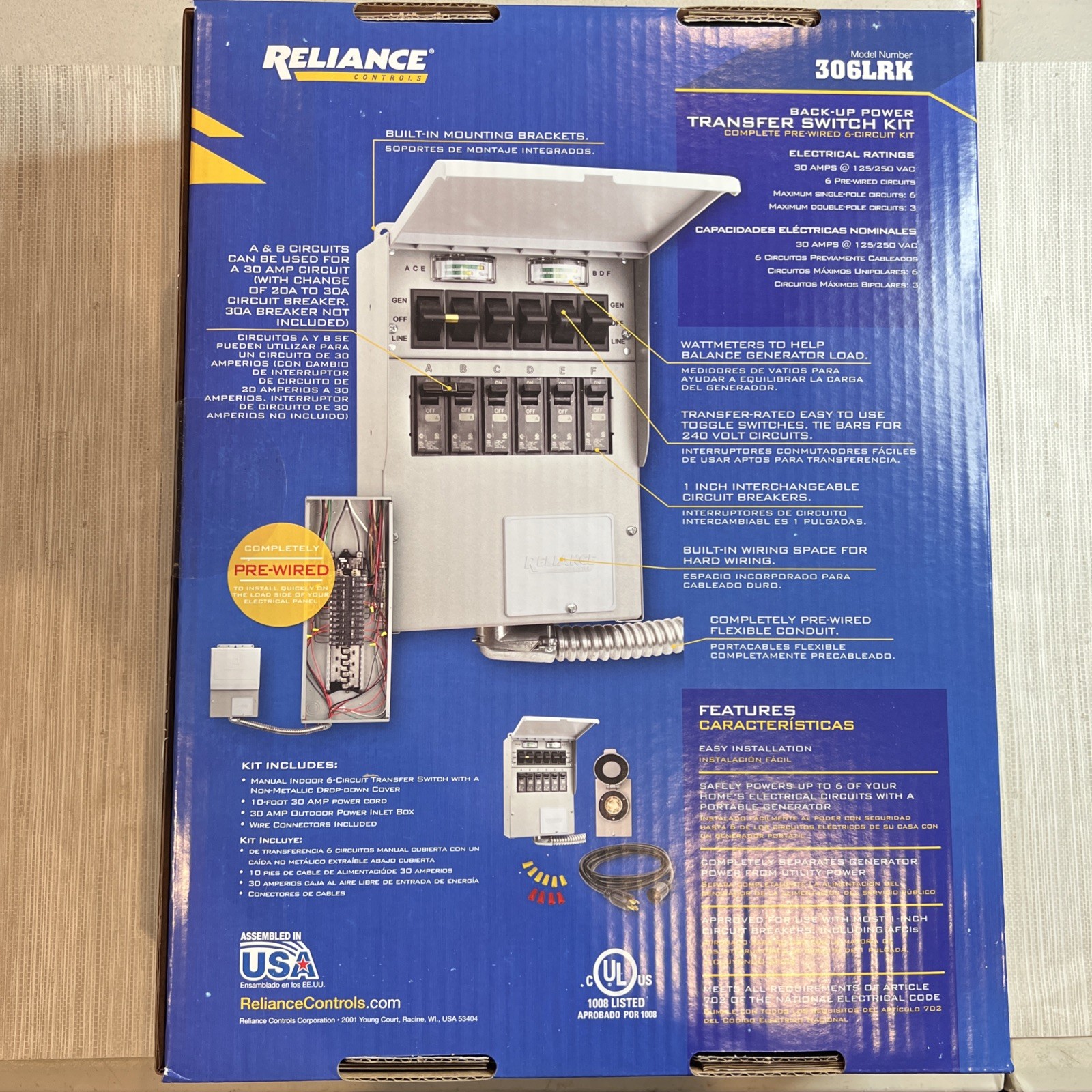 Reliance 30-Amp ProTran 2 Manual Transfer Switch Pre Wired 6-Circuit Kit 306LRK