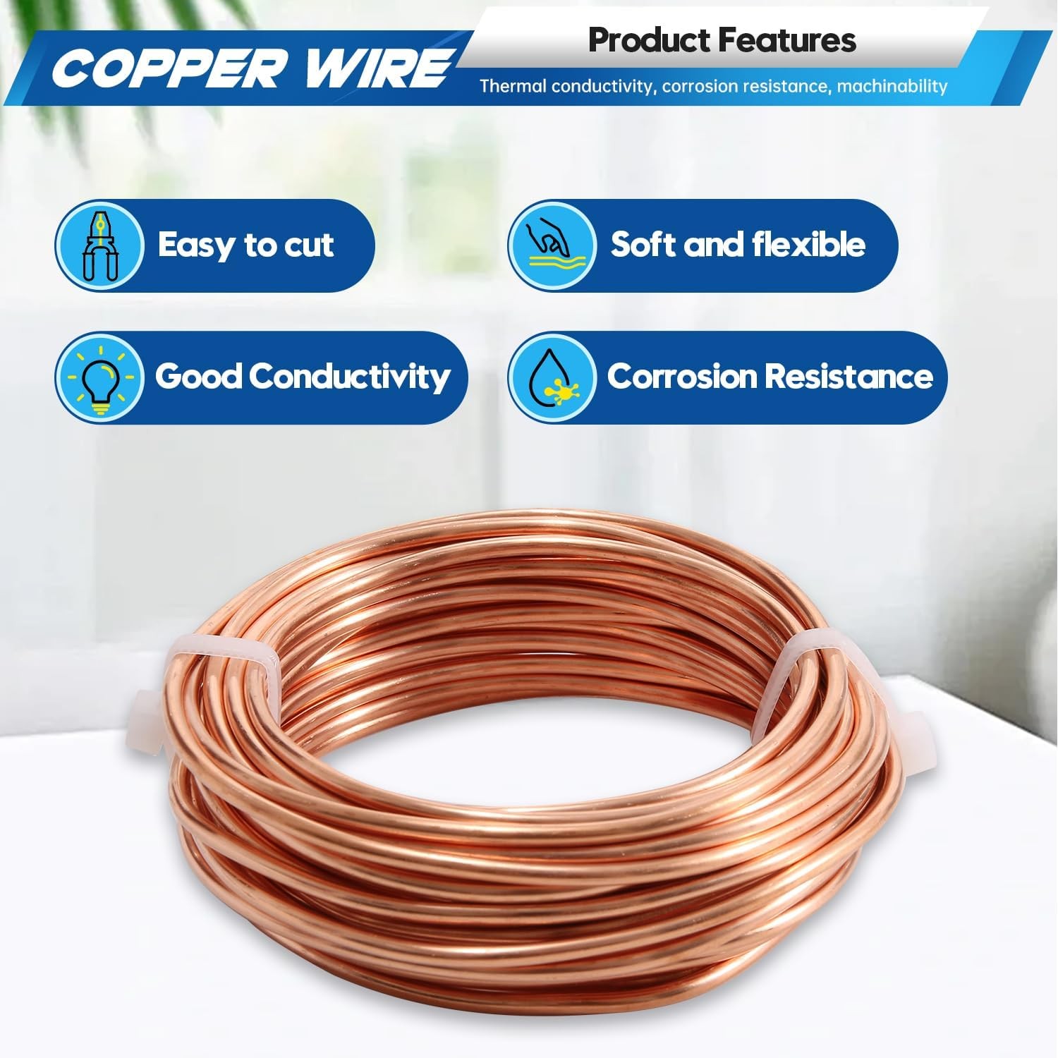 99.9% Soft Copper Wire, 10 Gauge Craft Wire, 20FT Pure Copper Wire for Garden…