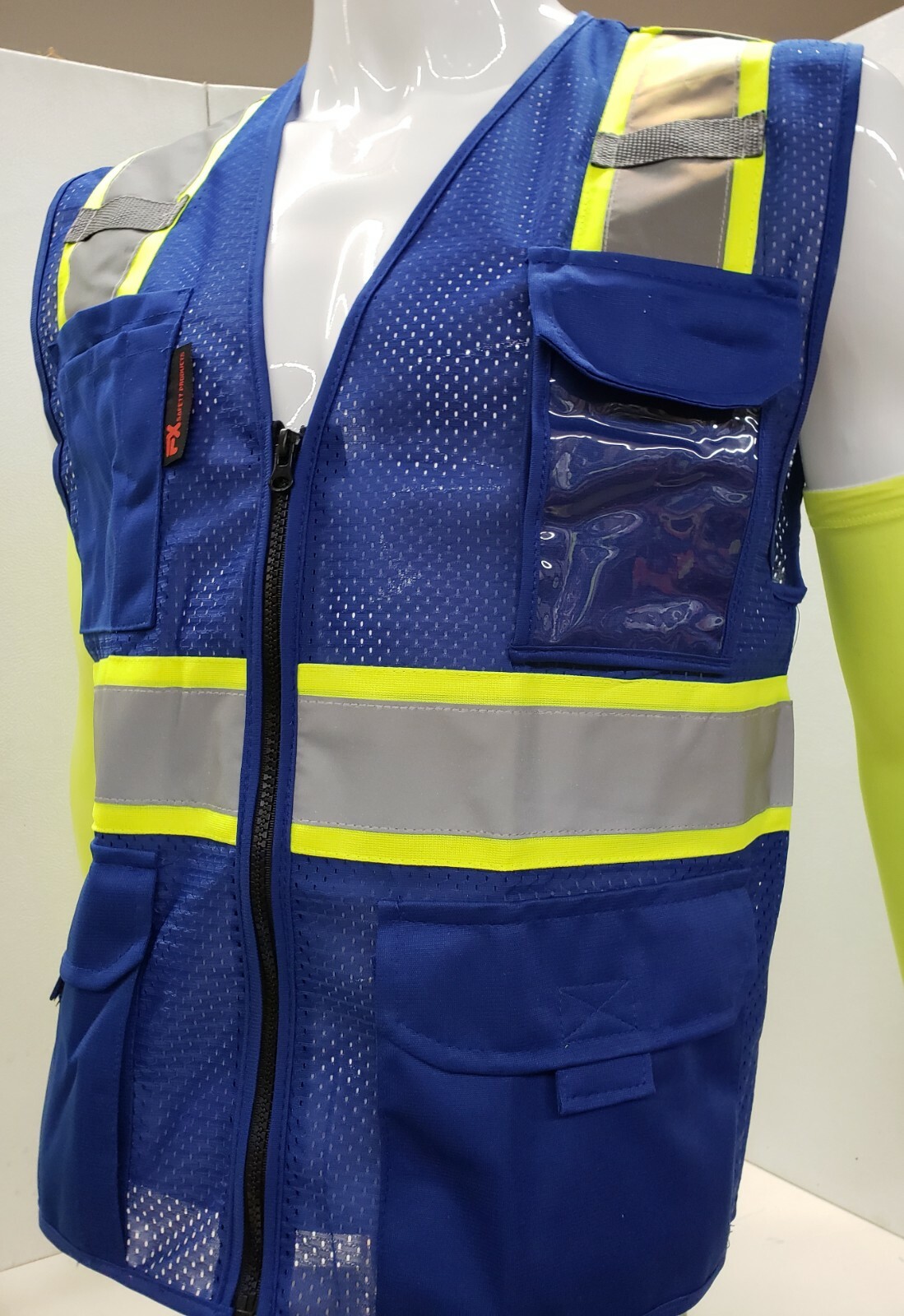 Two Tone Hi Visibility Reflective BLACK OR BLUE Safety Vest (X-Small to 2XL)