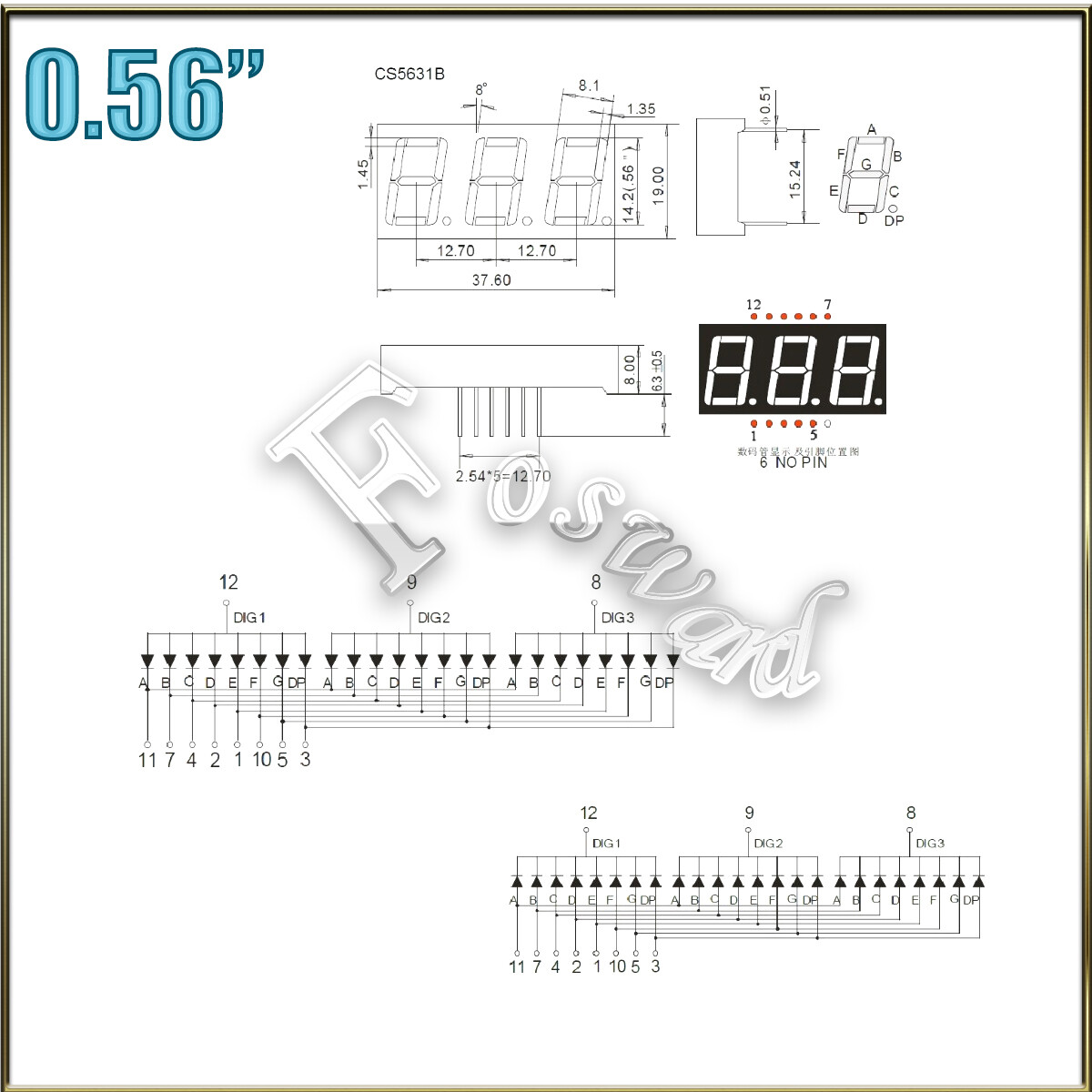 Seven 7 Segment LED Display 0.56″ 0.36 Inch Red 1 2 3 4 Digits Anode Cathode