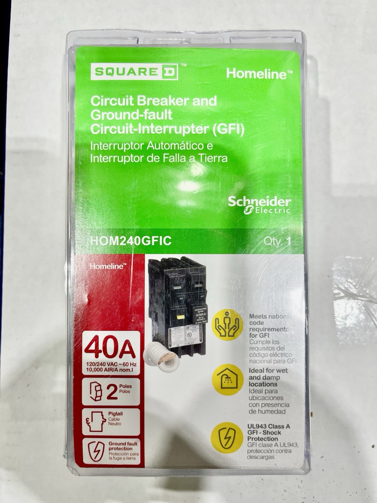 ⚡️Square D⚡️Homeline Ground-Fault GFCI Circuit Breaker 40Amp 2-Pole💥HOM240GFIC