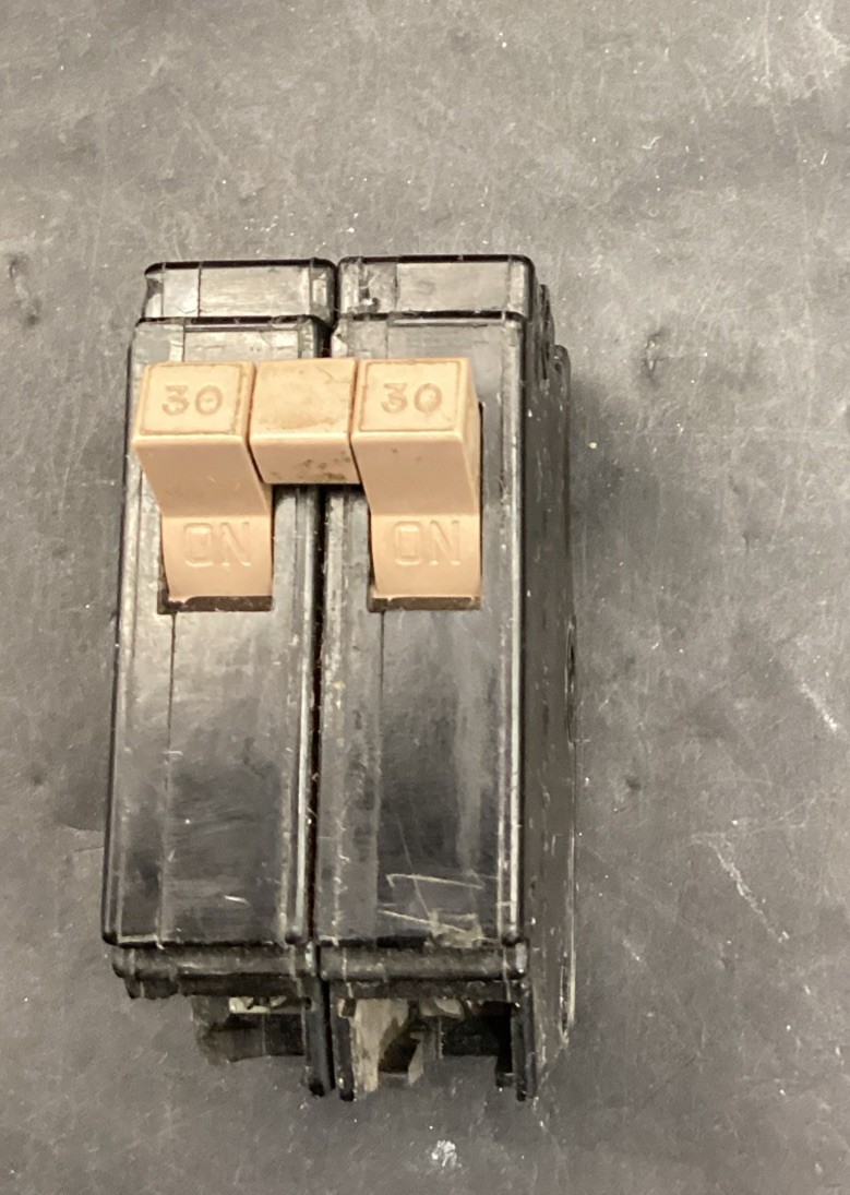 Eaton CH230 Plug-On Circuit Breaker 30A 2P 120/240V Chipped Used Metal Feet