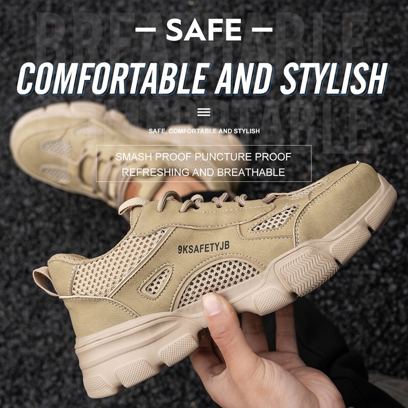 Mens Mesh Safety Shoes Steel Toe Work Boots Indestructible Lightweight Sneakers