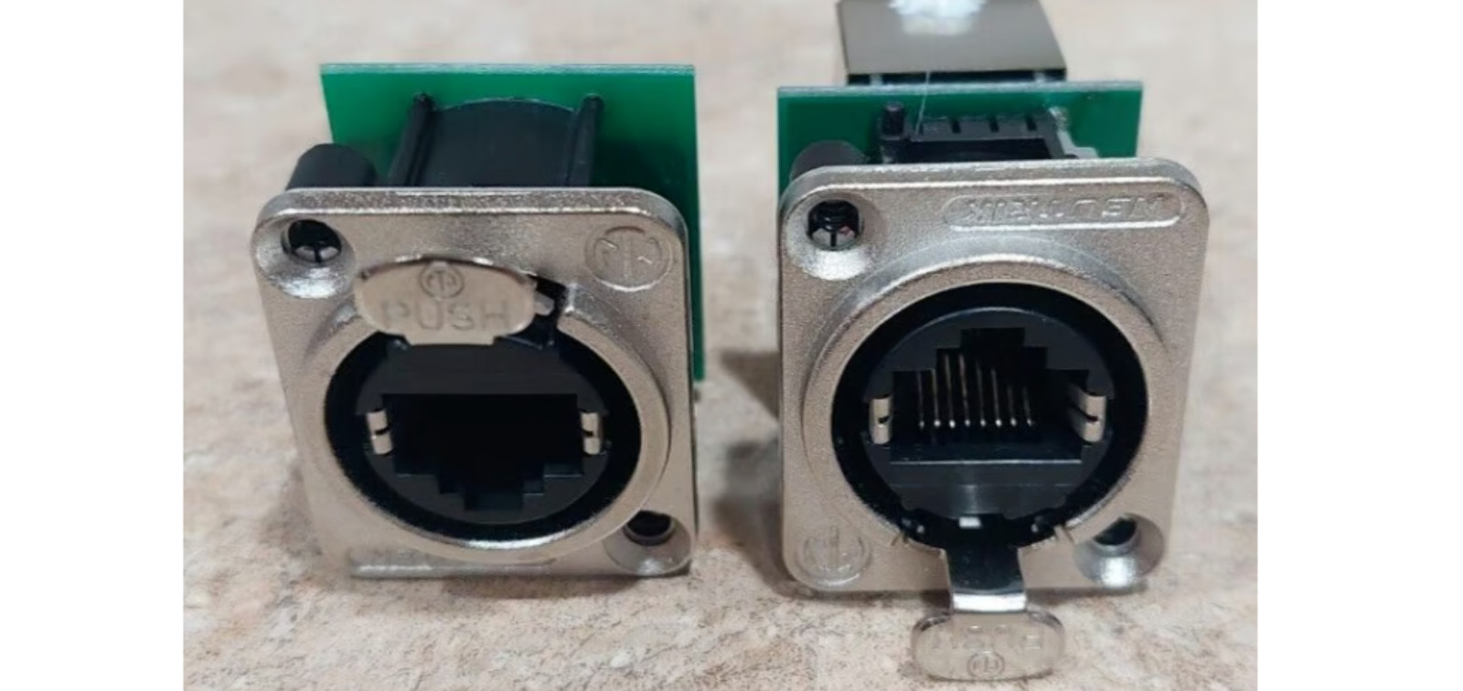 2 pack Neutrik NE8FDP Ethercon RJ45 Cat5 Pass/Feed Through D Series Panel Jack