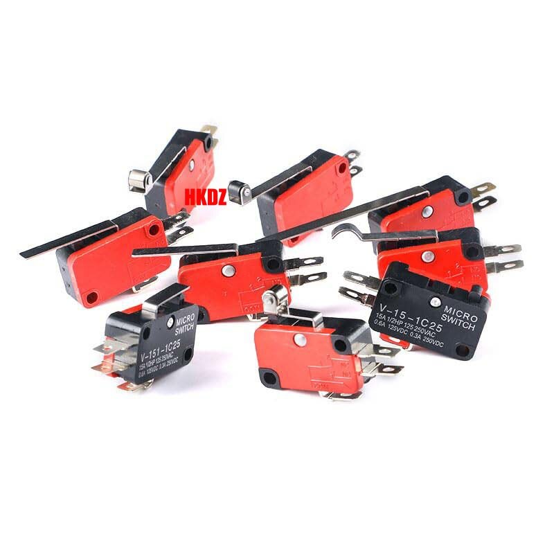 Microswitch Long Lever Pulley Roller SPDT Limit Switches V-15-1C25/KW7 2/3 Pin