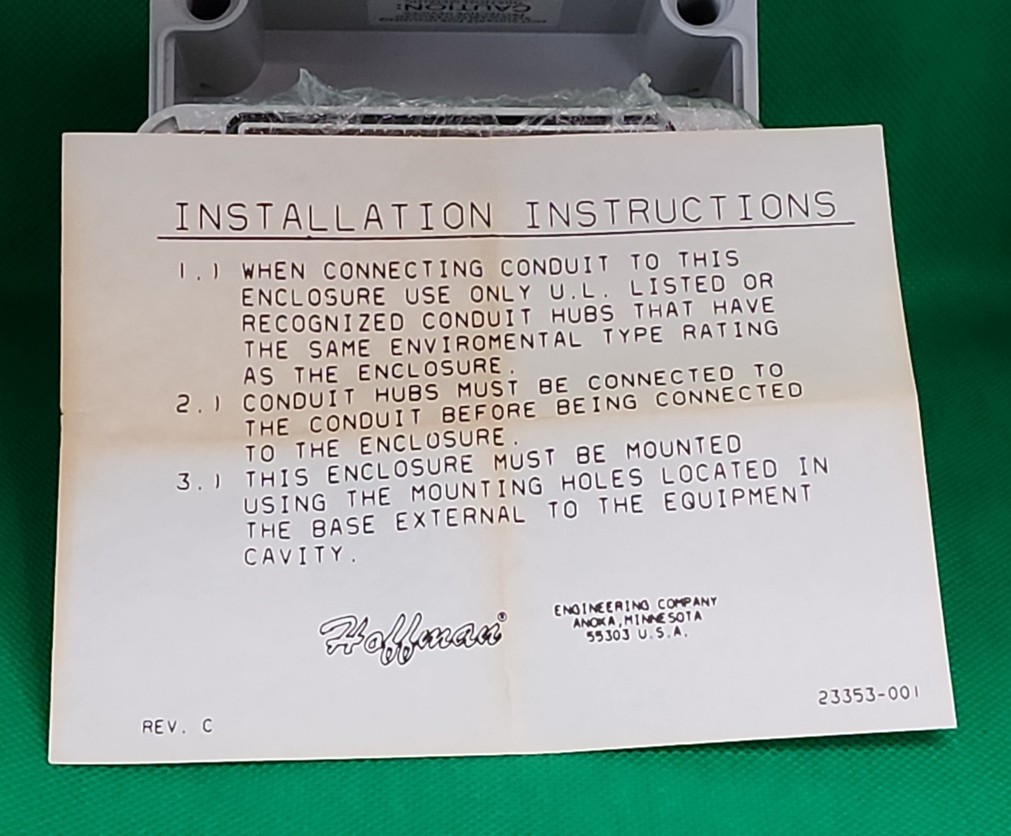 HOFFMAN A-432PC7 NON-METALLIC JUNCTION BOX ENCLOSURE [2WS1-1]