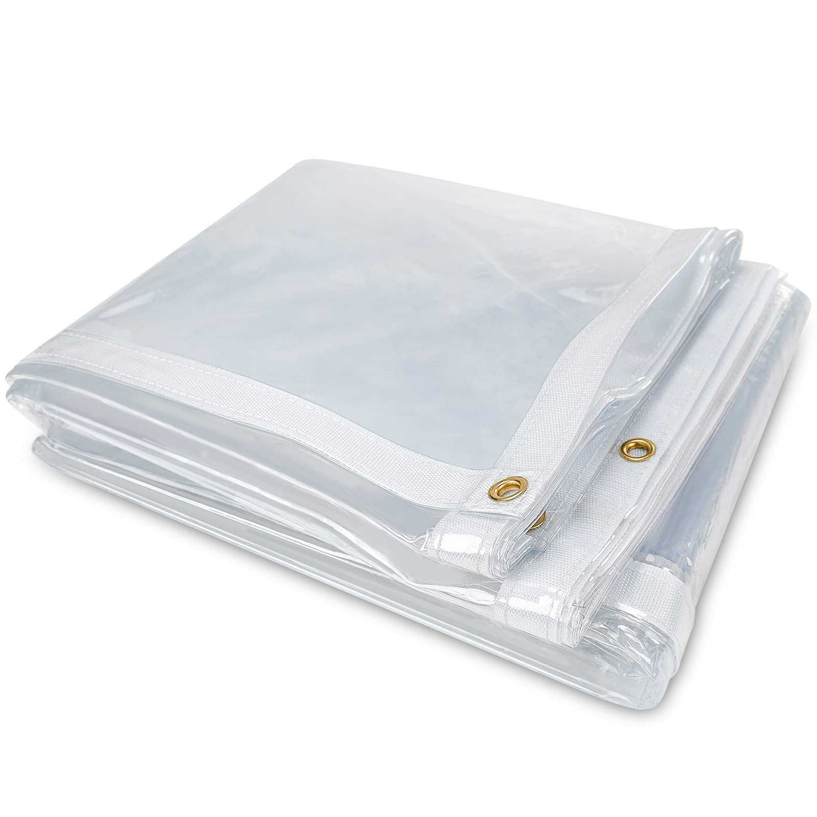 7 x 9FT Outdoor Clear Tarp Curtain Waterproof Wind-Proof 24 Mil Transparent V…