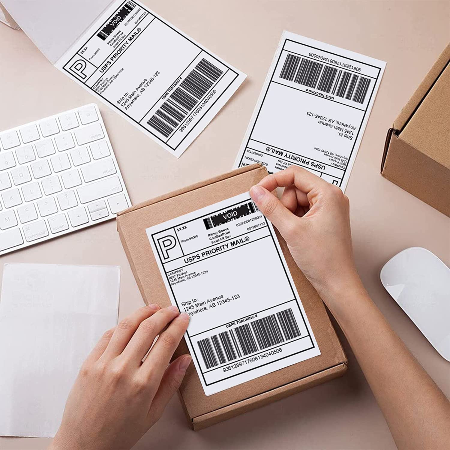 Fanfold 4 X 6 Direct Thermal Labels White Perforated Shipping Labels, 500Pcs per