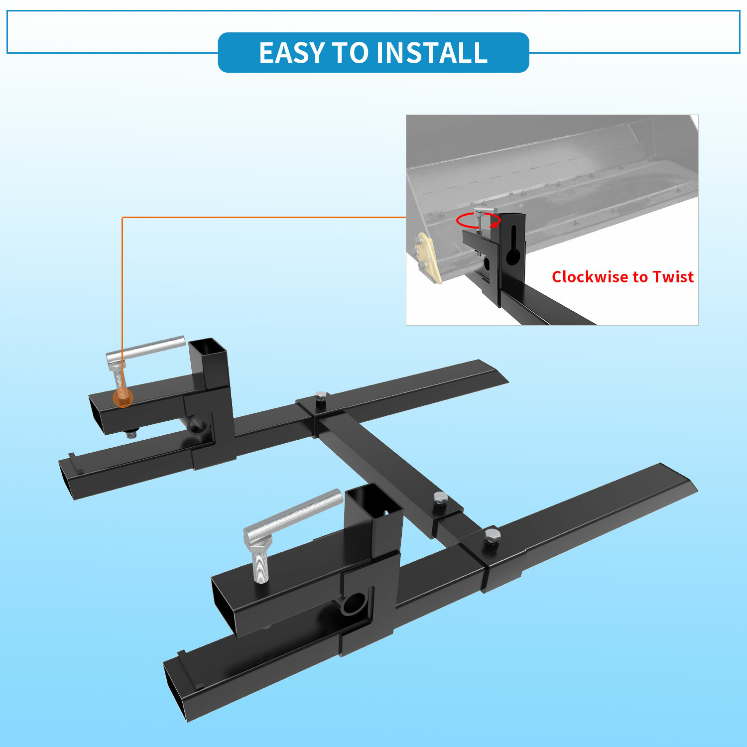 4000Lbs 60″ Tractor Clamp On Pallet Forks Bucket Quick Attach W/ Stabilizer Bar