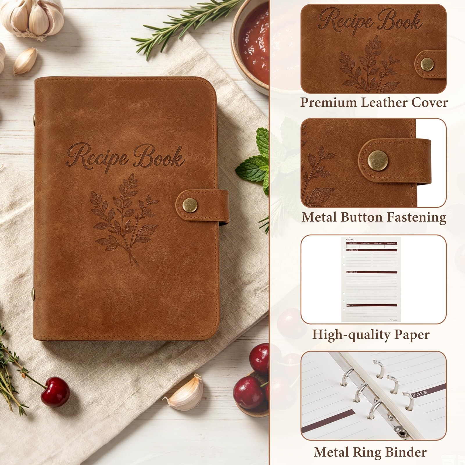 Blank Recipe Book Binder to Write in Your Own Recipes, Leather Family Recipe …