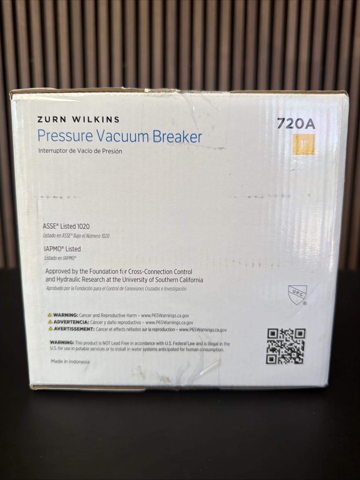 Zurn-Wilkins 1-720A Pressure Vacuum Breaker 1 in. With Union Ball Valves NEW