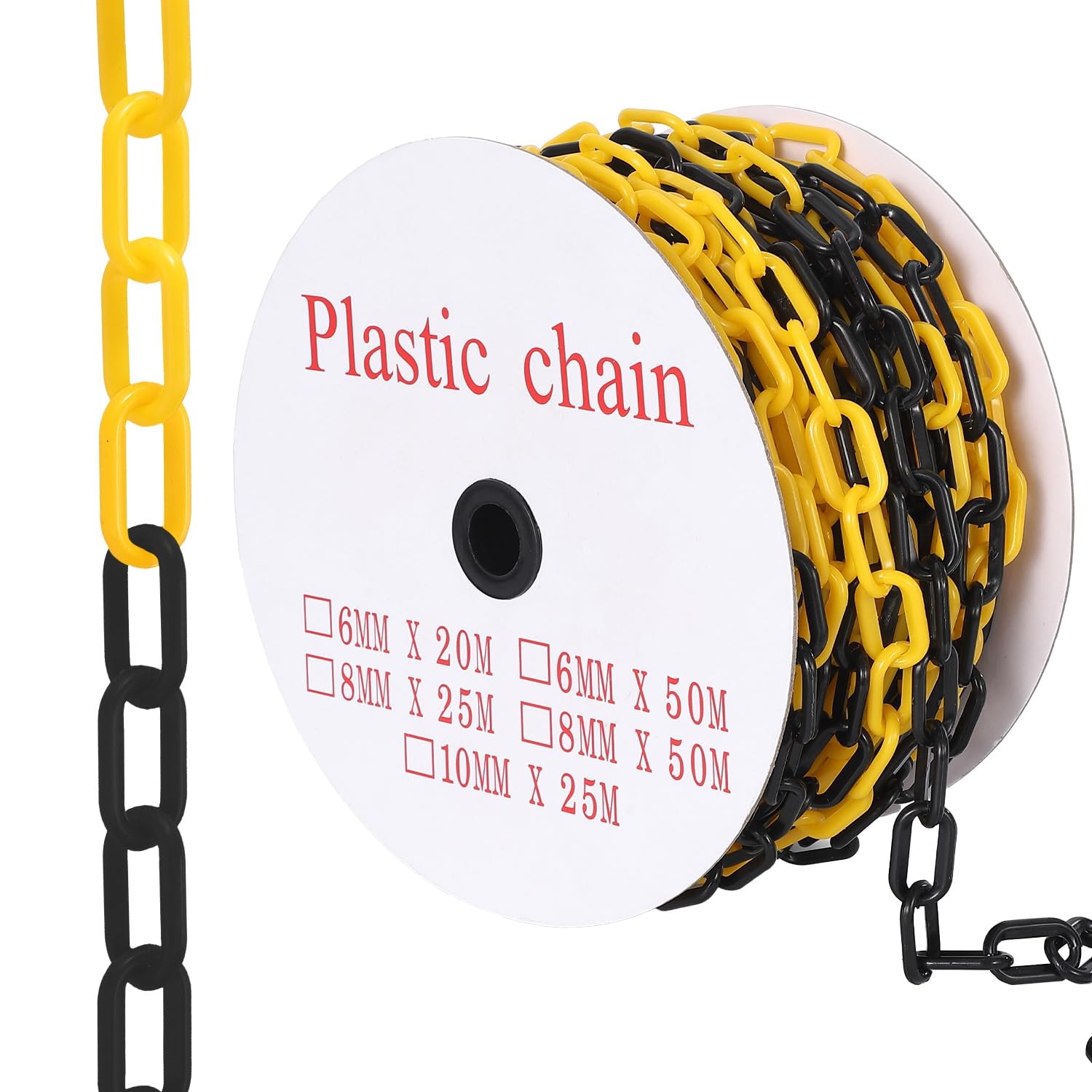 240FT Plastic Safety Chain 1.5in Links 6mm Thick included 50 Hooks Crowd Control