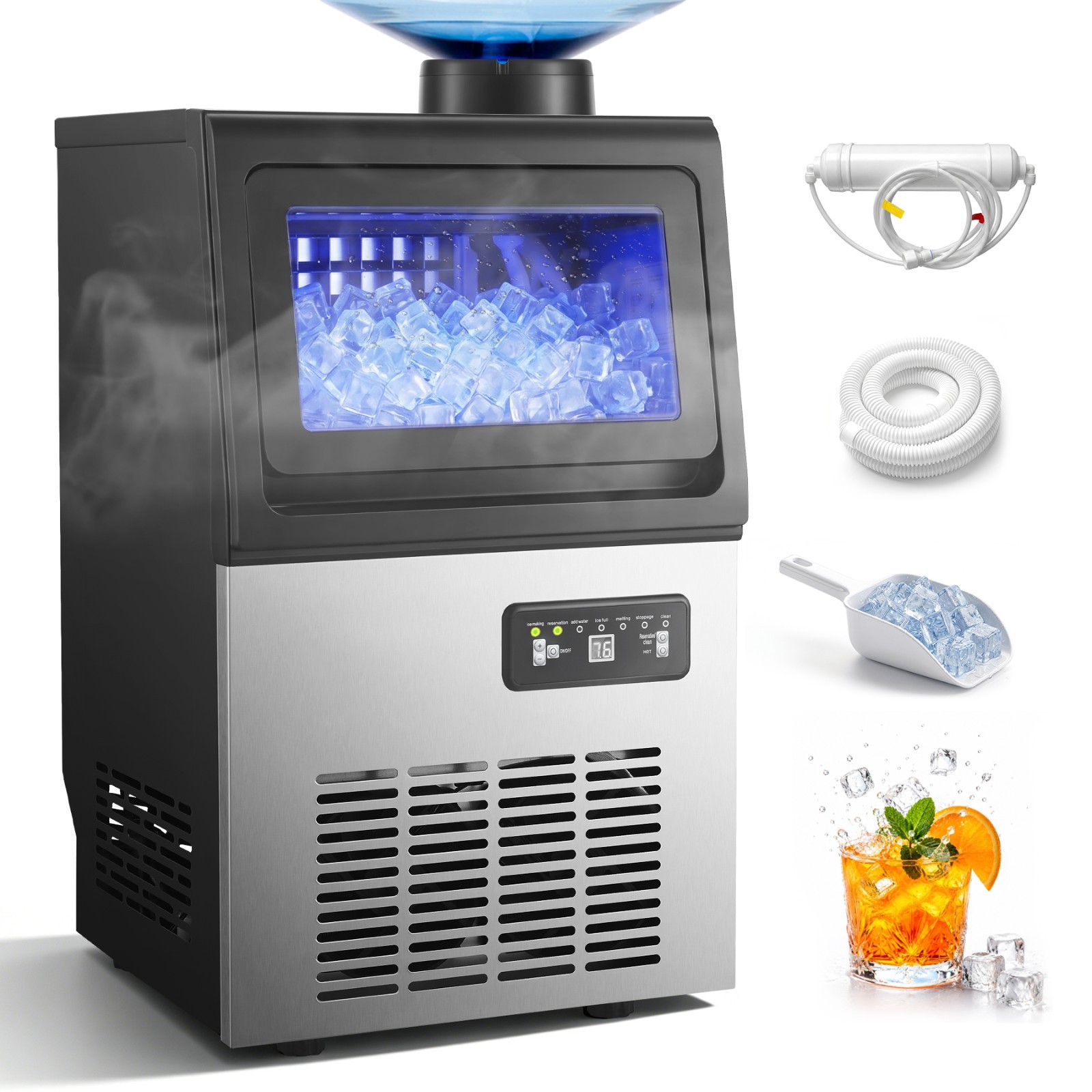 Zomagas Ice Machine Commercial 90lbs/24H Capacity Freestanding Under Counter