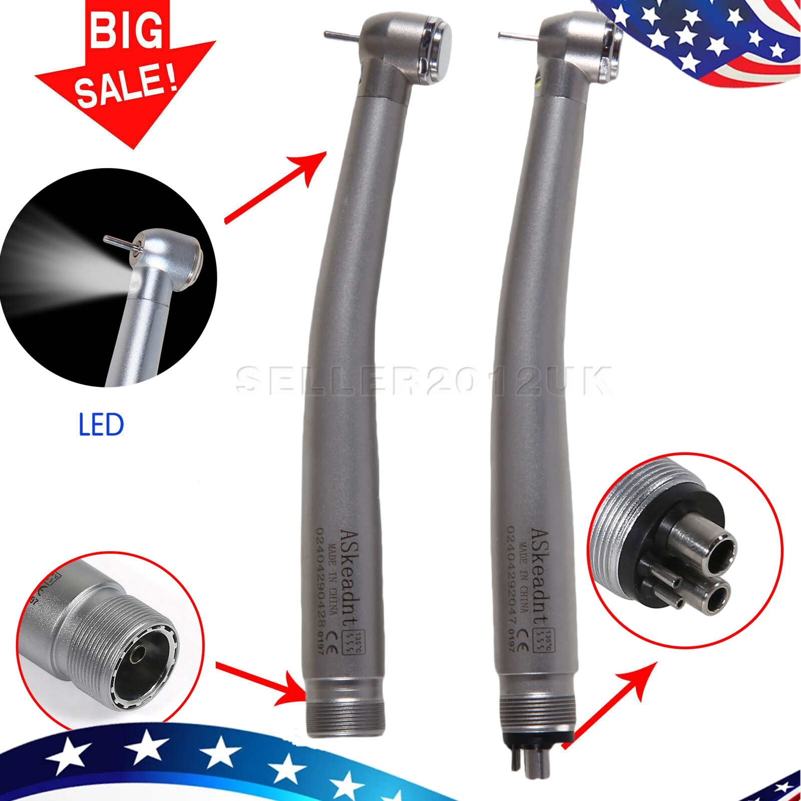 Dental Fiber Optic LED E-generator Fast High Speed Handpiece 2/4 HOLE NSK Style
