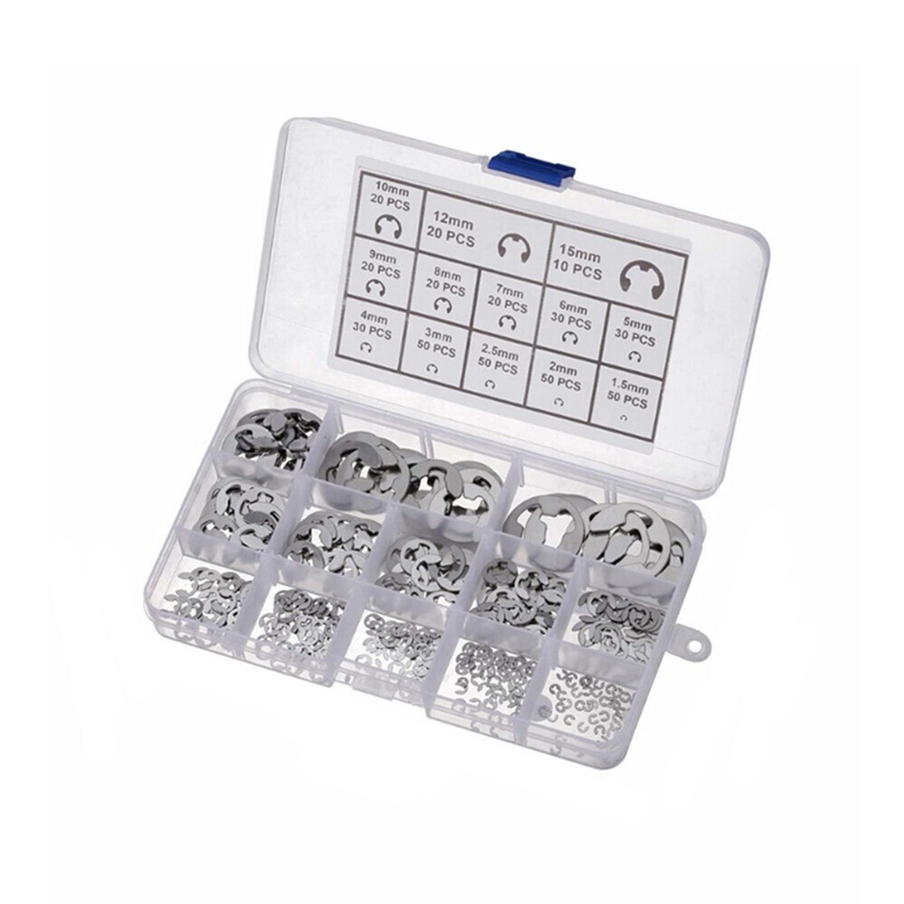 400x Car Stainless Steel E-Clip Circlip Kit Universal Retaining Ring Assortment