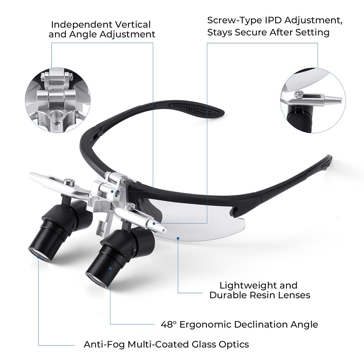4.0X Dental Surgical Ergonomic Ergo Binocular Loupes Ultralight Magnification