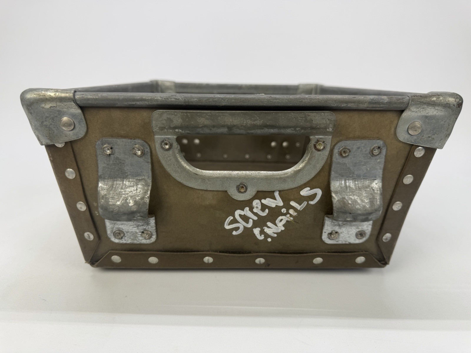 Vintage Industrial Fiberboard Parts/Storage Bin w/Metal Reinforced Corners