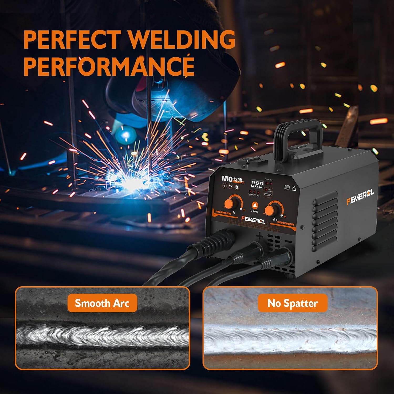 MIG Welder,2 in 1 Flux Core/Stick Welder,130Amp 110V Gasless MIG