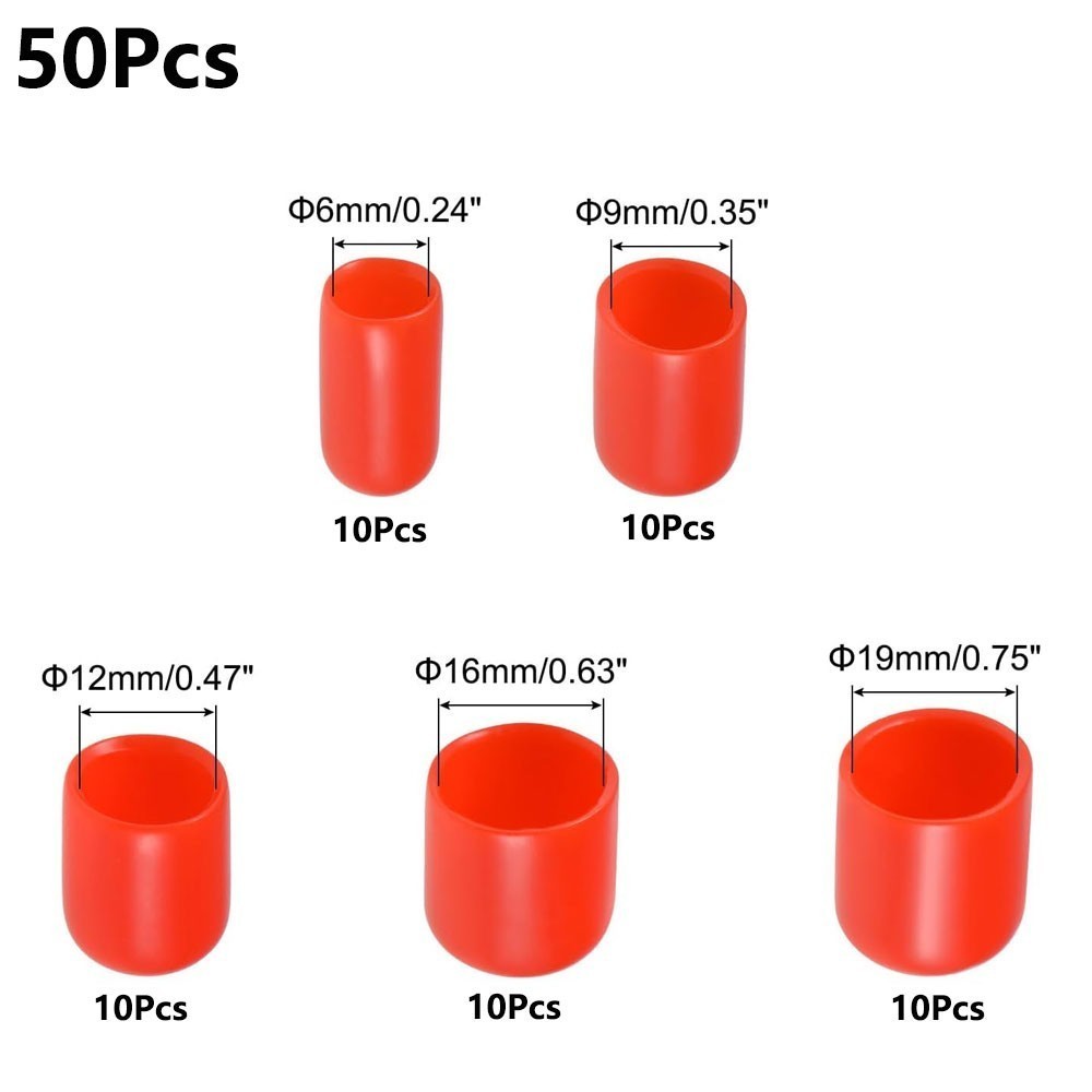 100pc Round Rubber End Cap Vinyl Cover Screws Bolts Tubes 6mm 9mm 12mm 16mm 19mm
