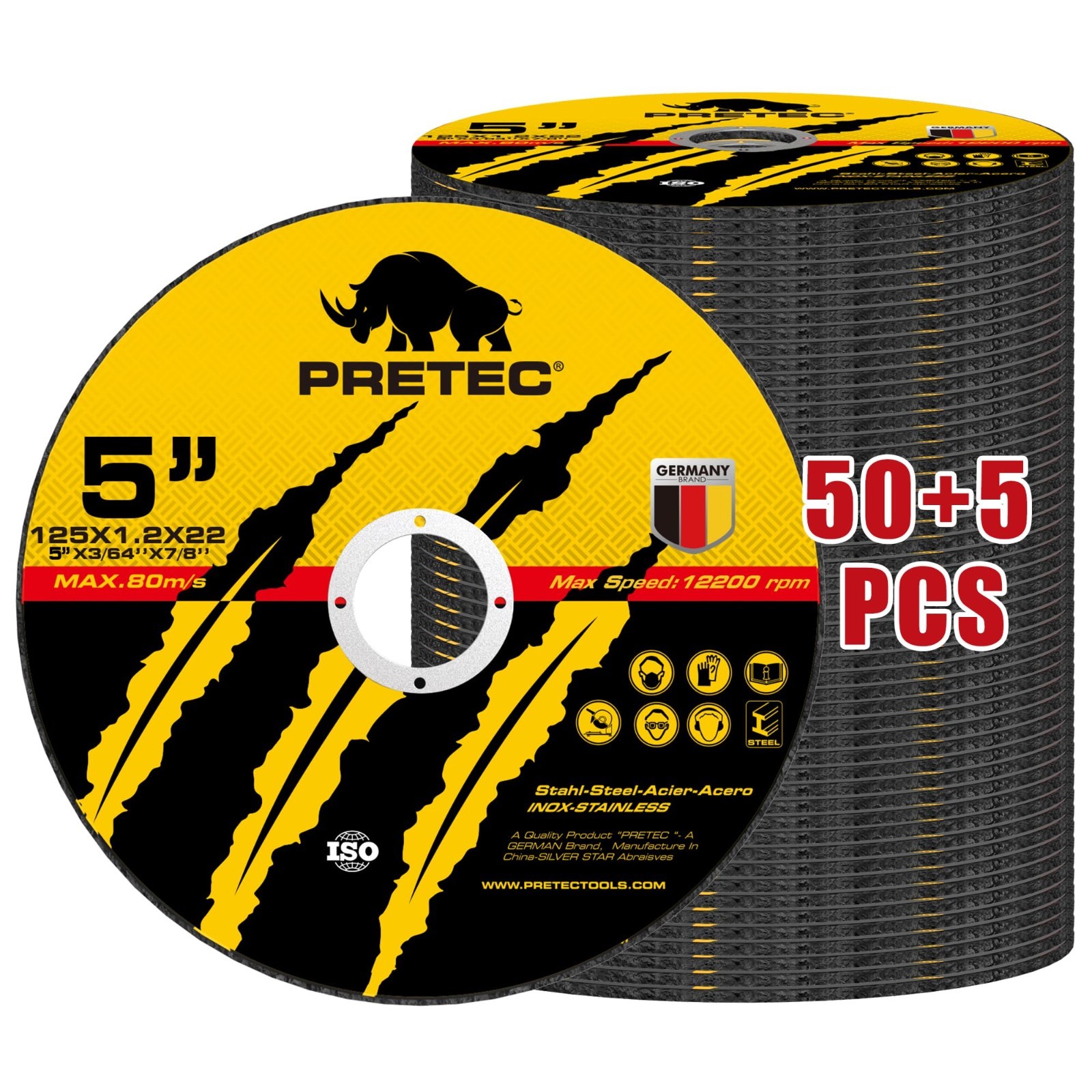 55-Pack 5 Inch Cut-Off Wheels,Professional Metal Cutting Discs for Angle Grinder