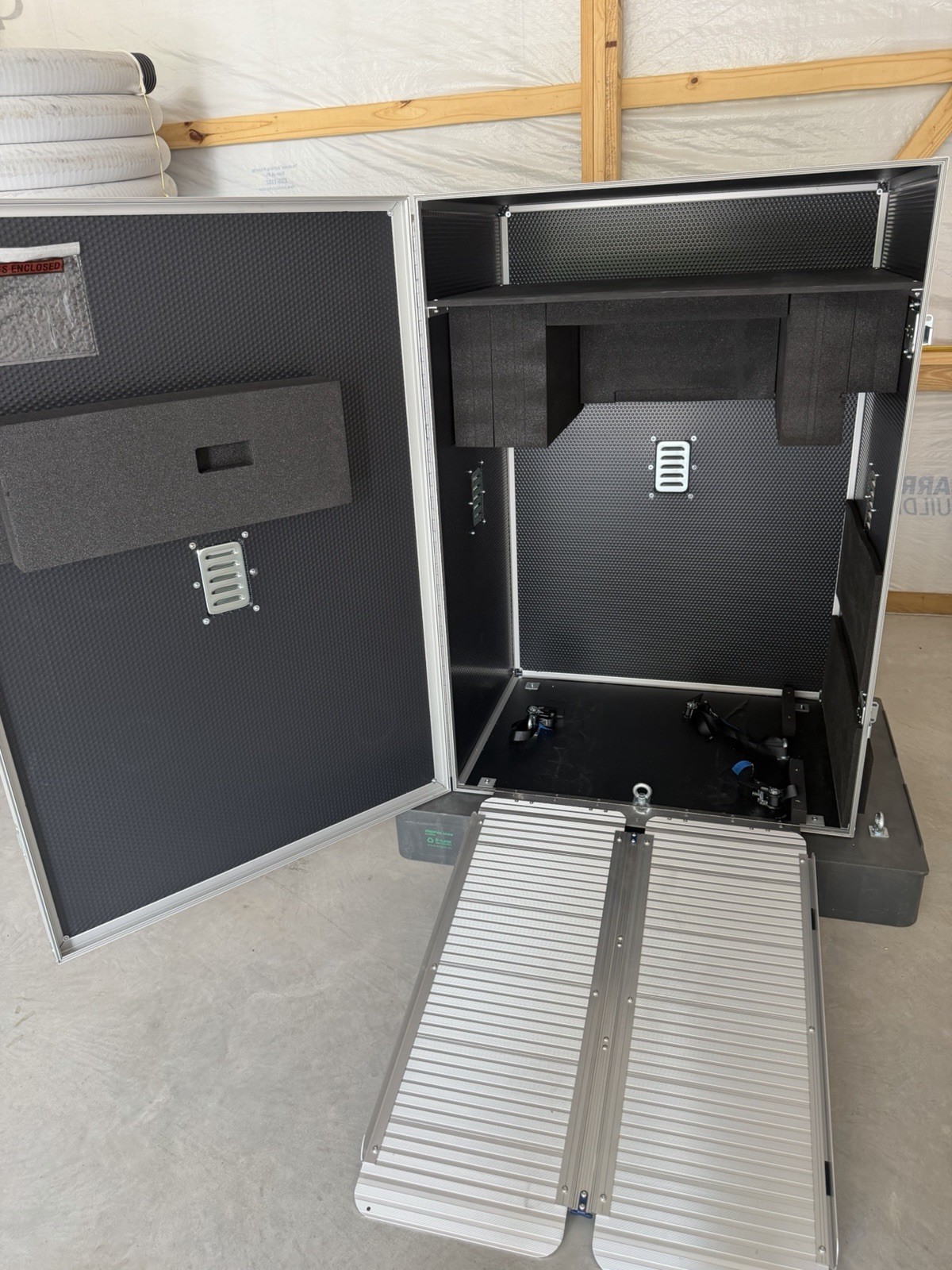 Heavy Duty Medical Equipment Shipping Crate with Integrated Loading Ramp