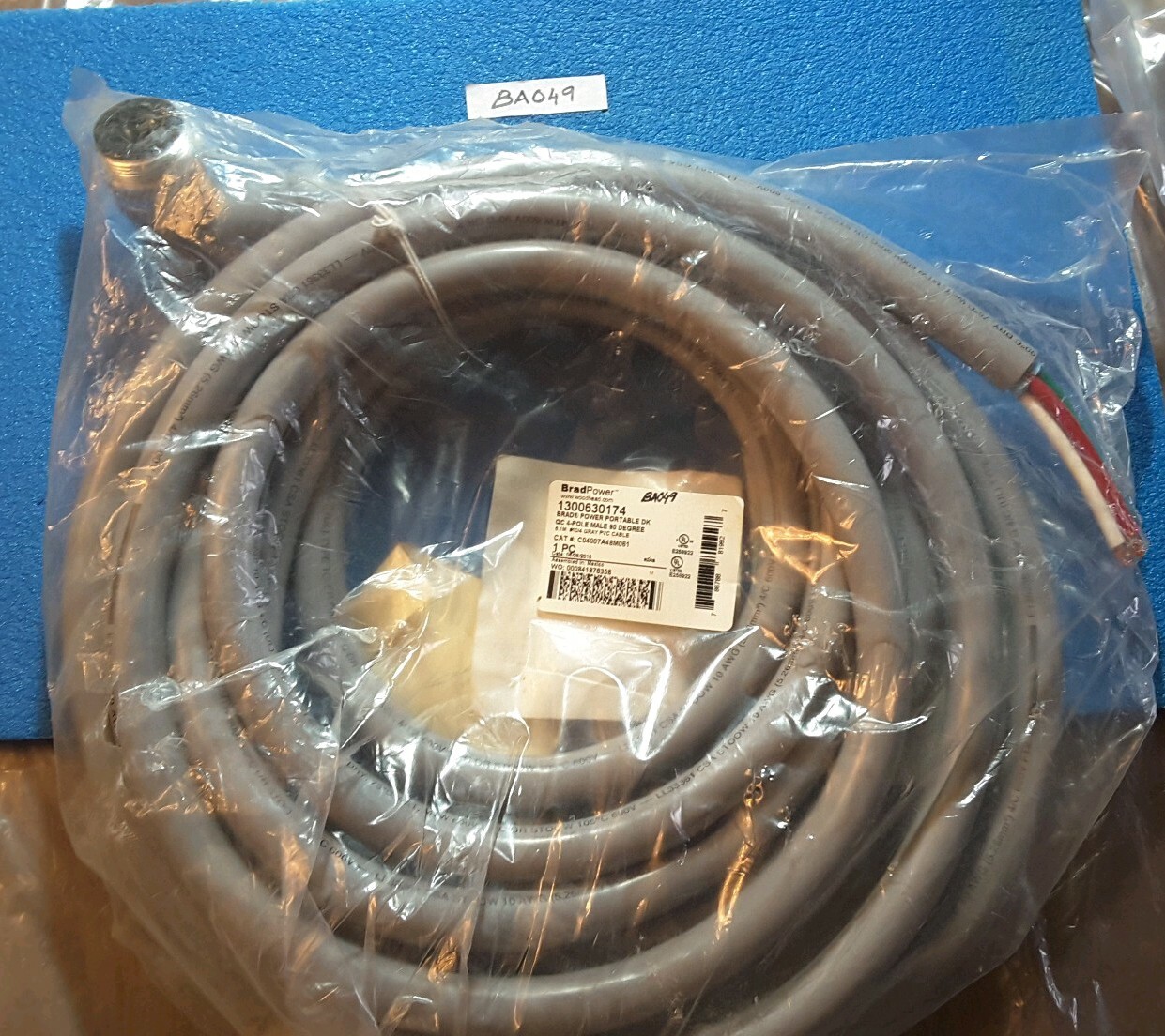 BRADPOWER C04007A48M061 6.1M #10/4 GRAY PVC CABLE