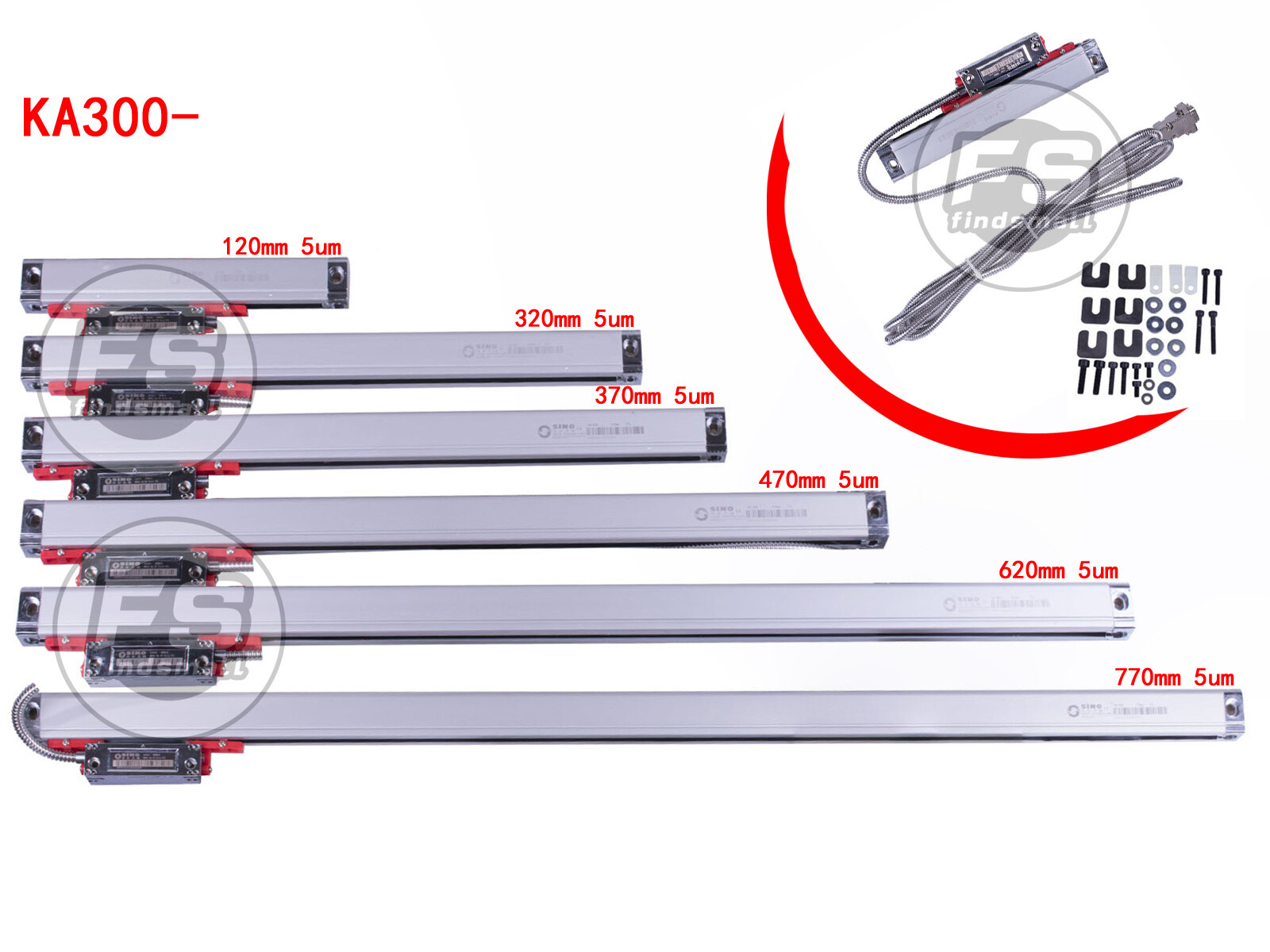 SINO Digital Readout DRO TTL Linear Glass Scale Encoder for Milling Lathe
