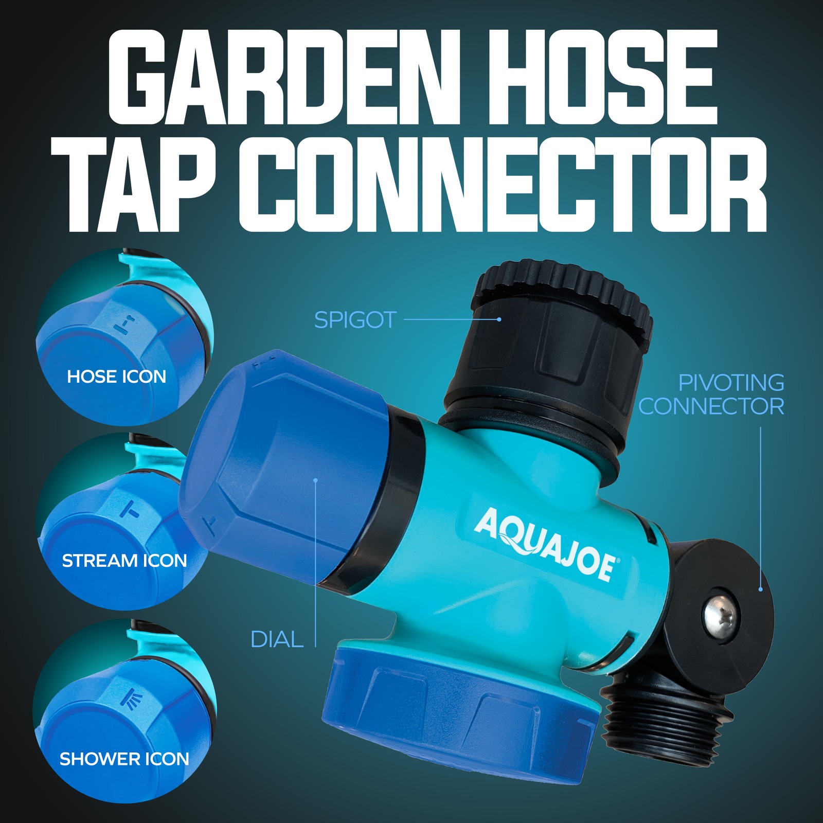 Aqua Joe 3 Pack Multi-Function Garden Hose Faucet Connector, 3/4″ Spigot Adapter