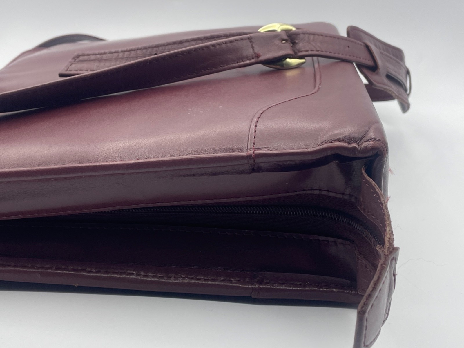Vtg Franklin Quest Burgundy Leather Crossbody Bag Zip Binder 7-Ring two handled