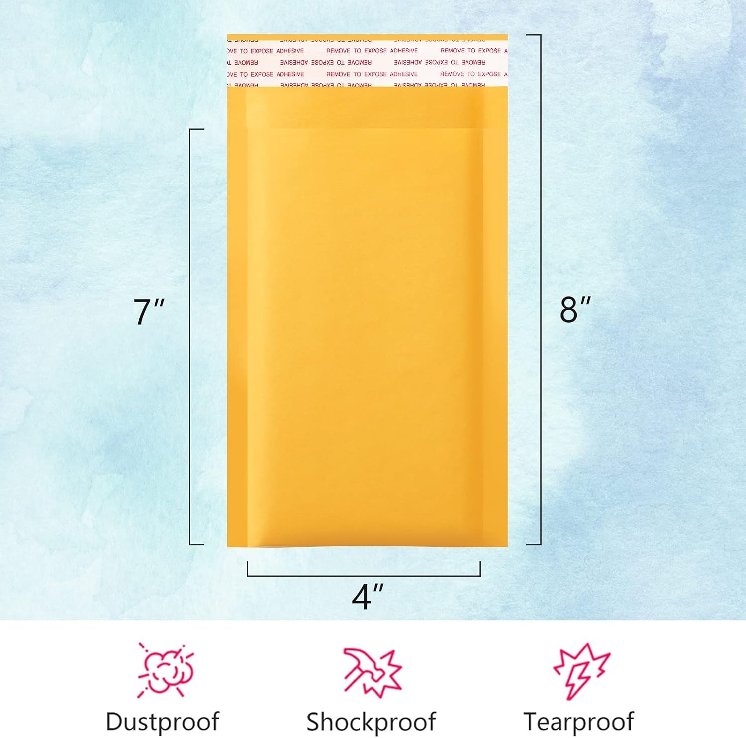 Compact Yellow Kraft Bubble Envelopes 4×8 Inch – 50 Pack for Shipping Essentials