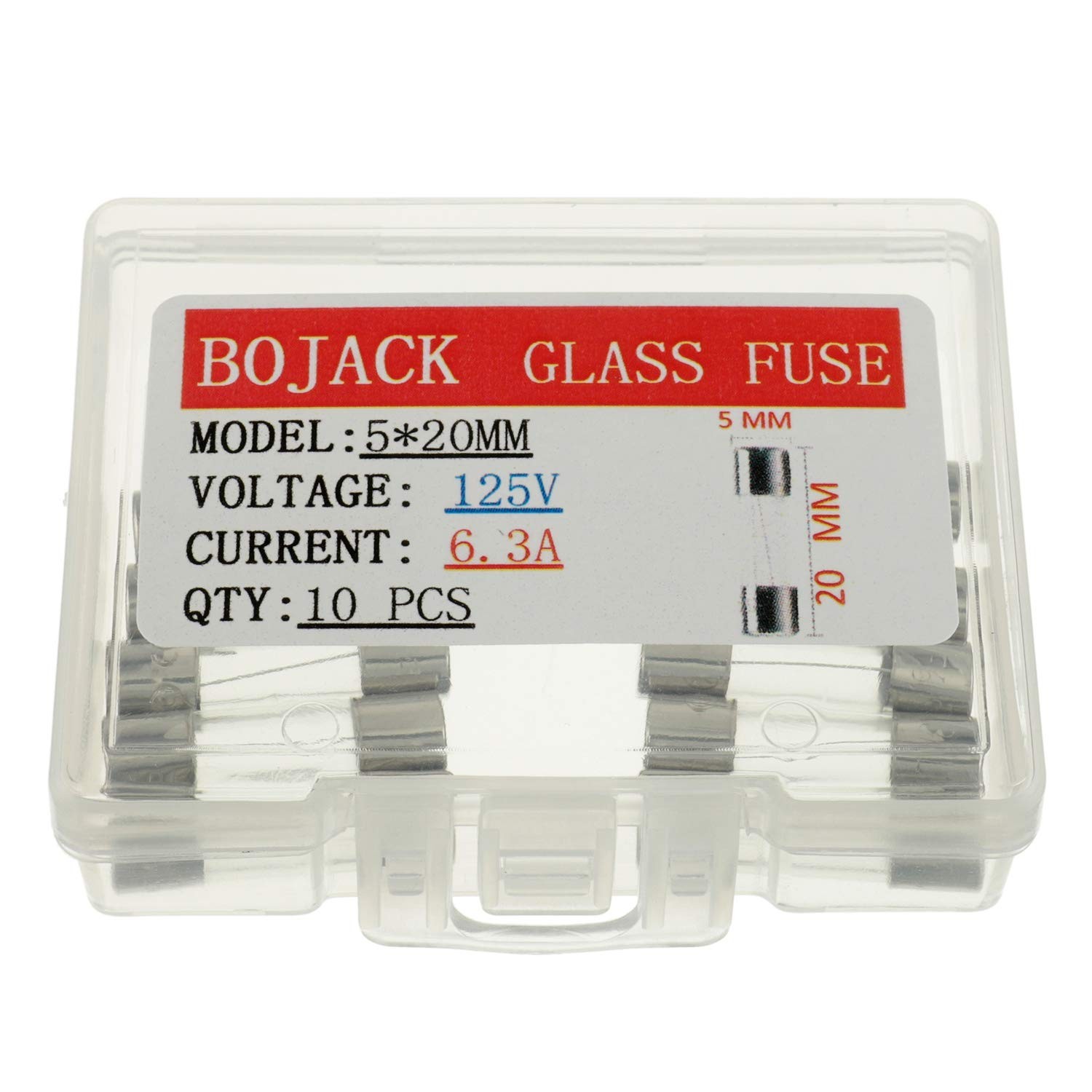5×20 mm 6.3 A 6.3 amp 125 V 125 Volt 0.2×0.78 Inch F6.3AL125V Fast-Blow Glass…