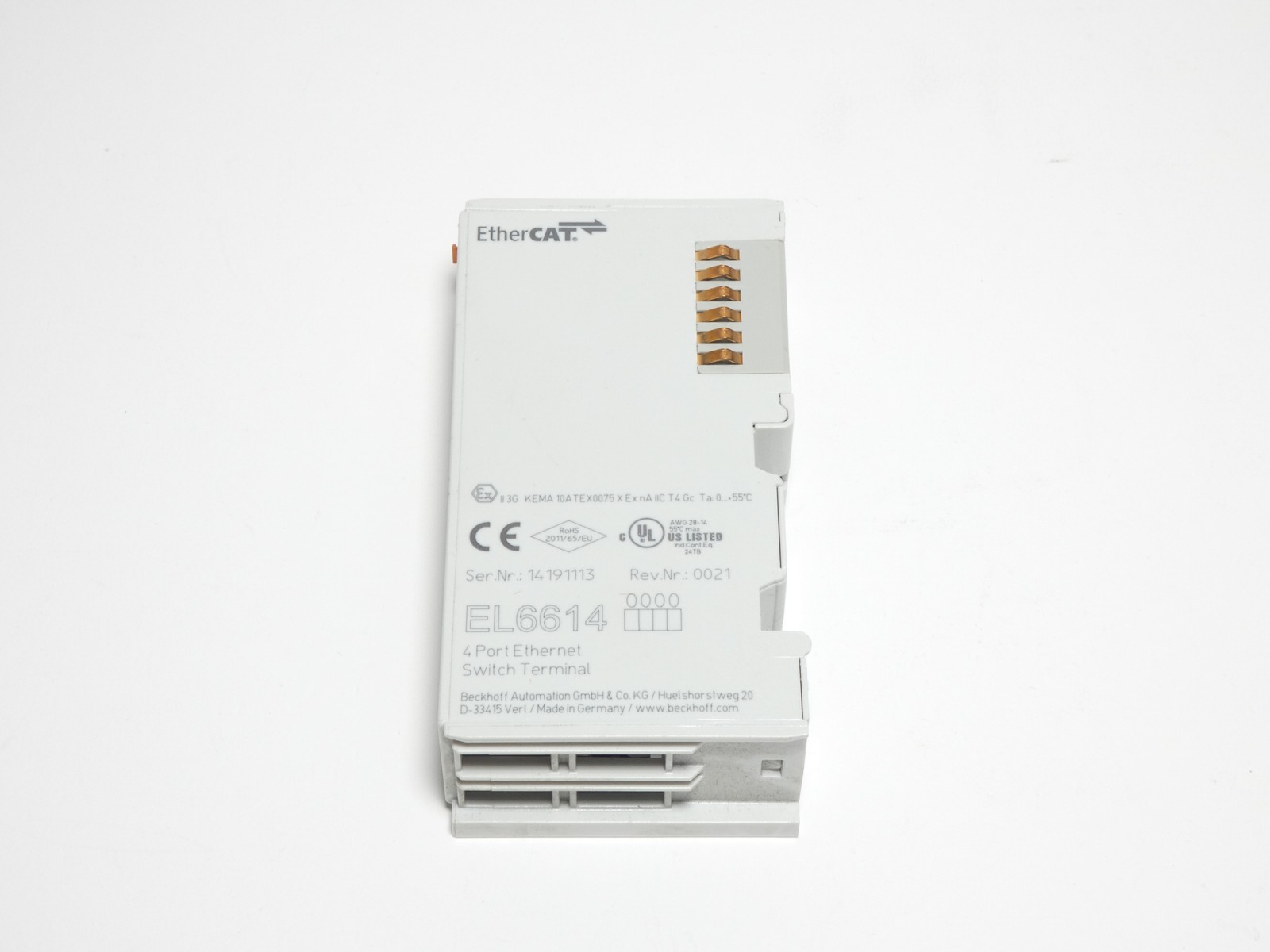 Beckhoff EL6614 EtherCAT 4-Port Ethernet Switch Terminal