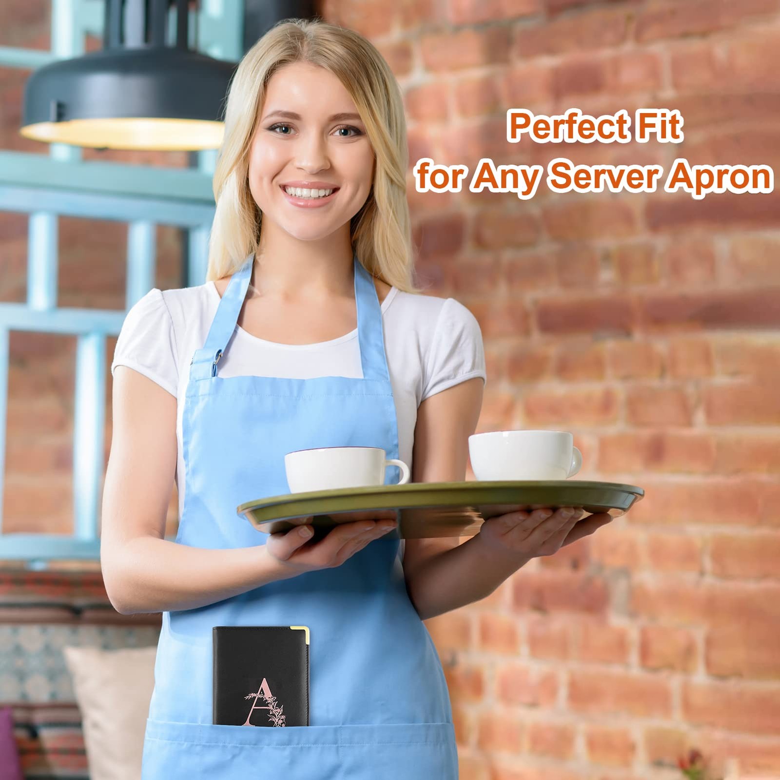 Server Books Alphabet Waitress Book Cute Waiter Book Zipper Pocket Leather A-Z