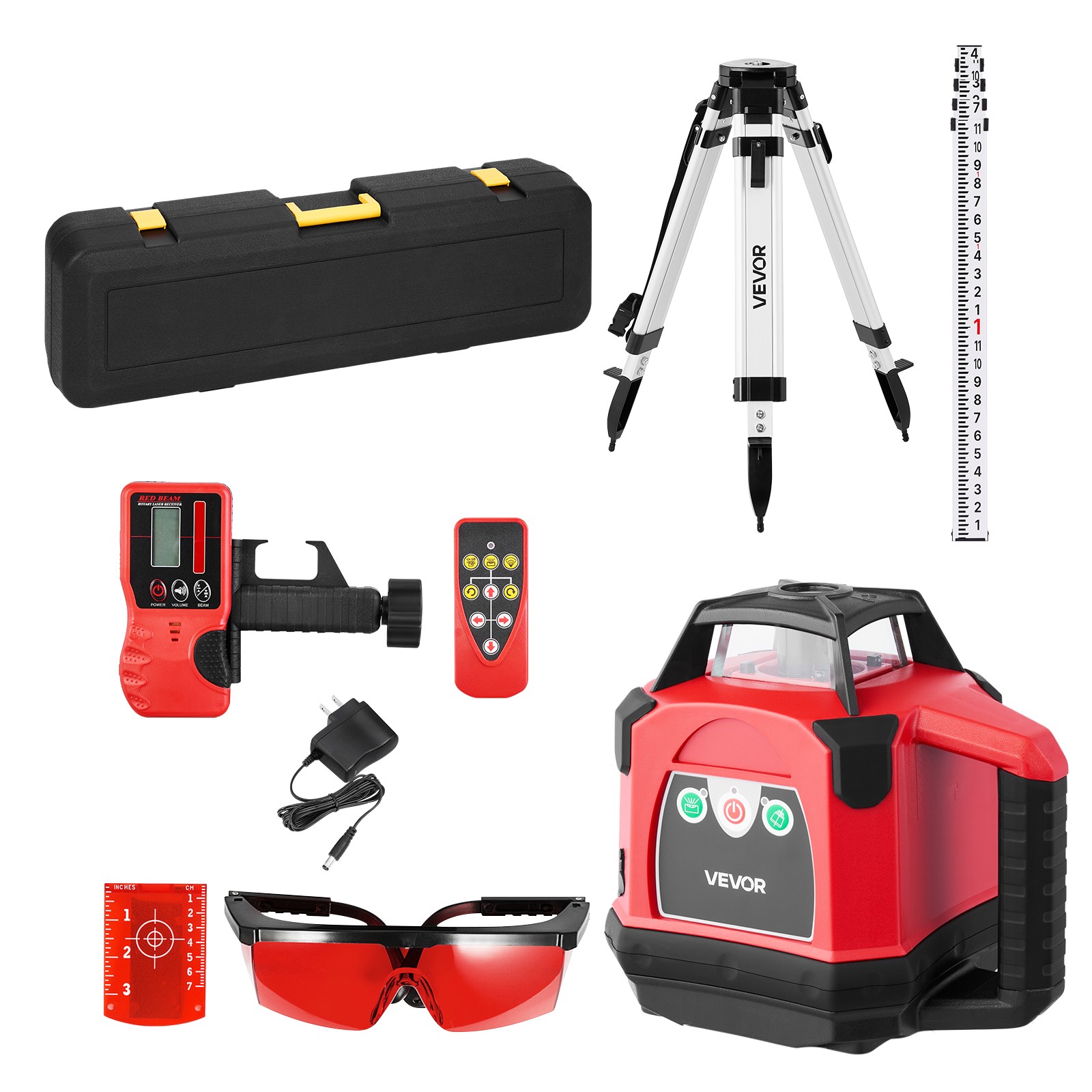 VEVOR 1650ft Rotary Laser Level Kit Self Leveling Red Line 0.06 in/100 ft