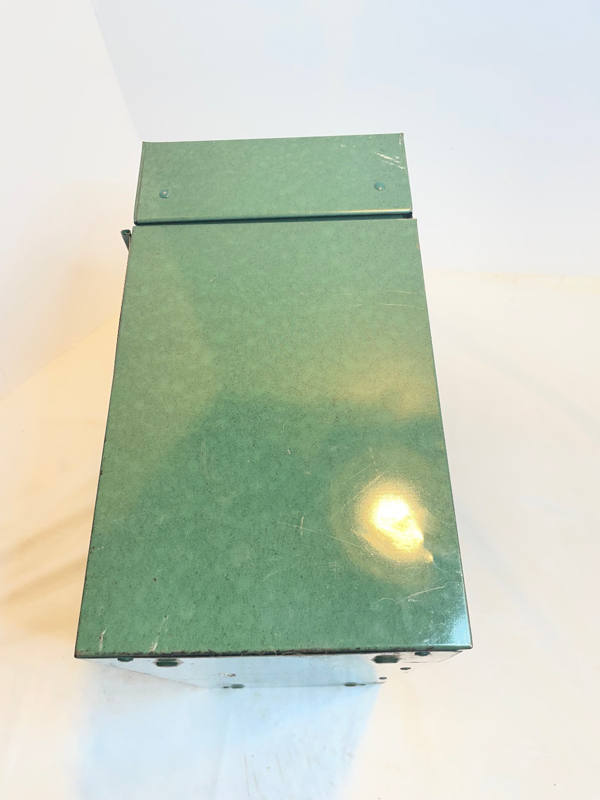 Vintage File A Way Personal Metal Storage Case Box Green No Key