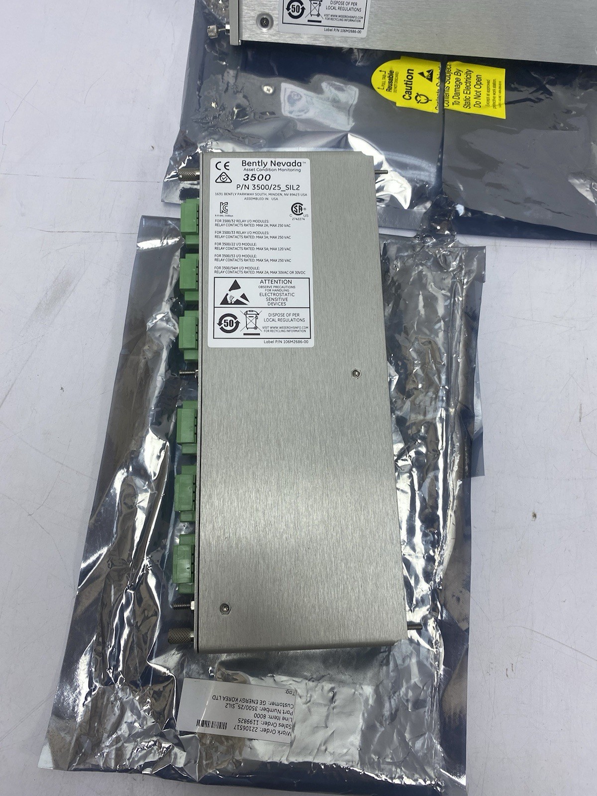 BENTLY NEVADA 3500/25_SIL2 KEYPHASOR I/O MODULE 125800-01 + 149369-01 Set