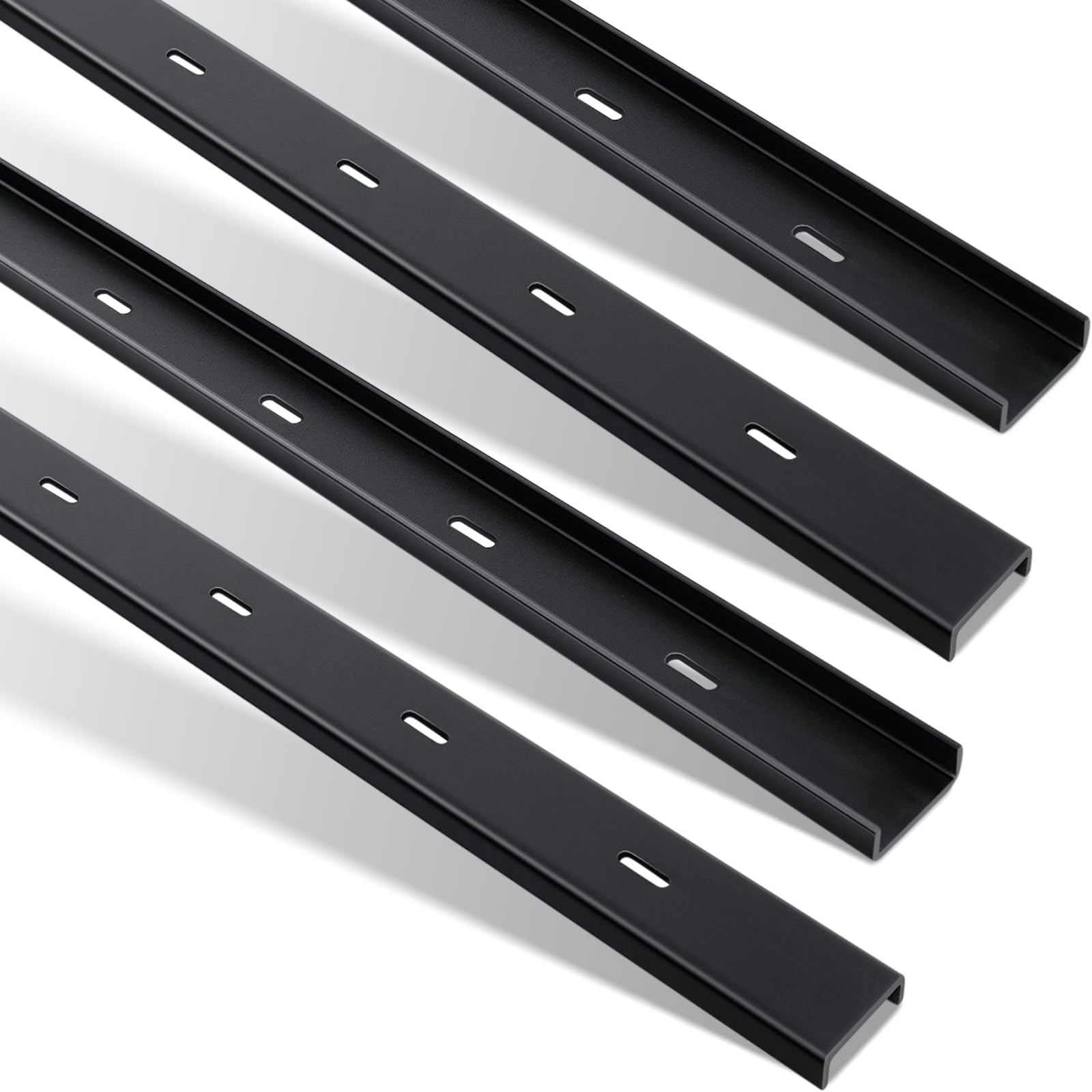 Blulu 4 Pcs 36″ L X 2″ W C Channel Steel Support Metal 36″L X 2″W, Black
