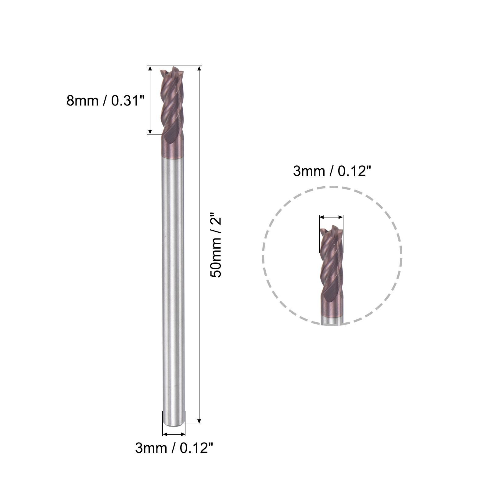 3mm Dia 3mm Shank 50mm Long HRC55 Carbide AlTiN Coated 4 Flute Square End Mill