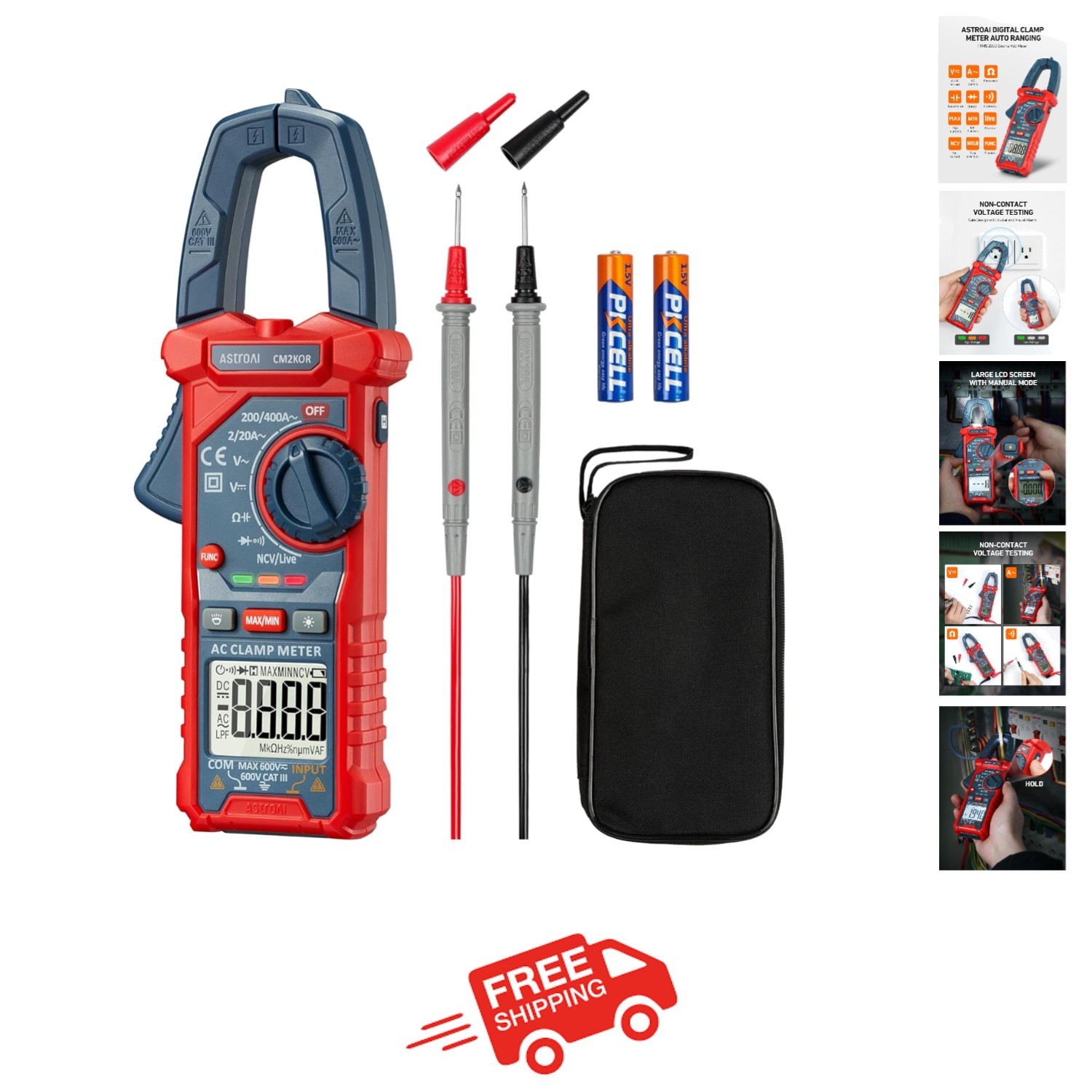 Versatile 2000 Counts Clamp Meter for AC Current, Resistance, and Capacitance