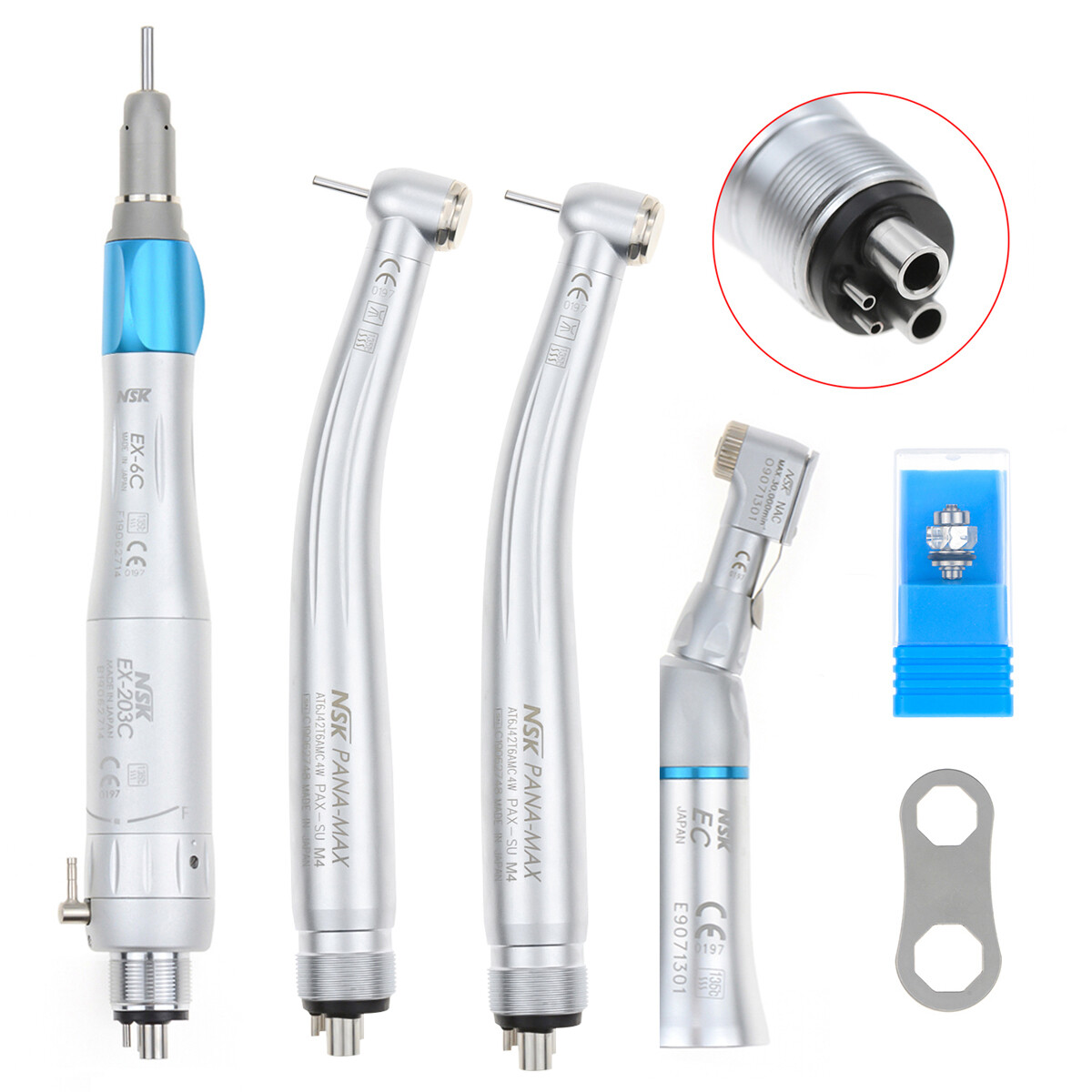 NSK Style Dental High Low Speed Handpiece Kit 4H Push Button with Aluminum Case