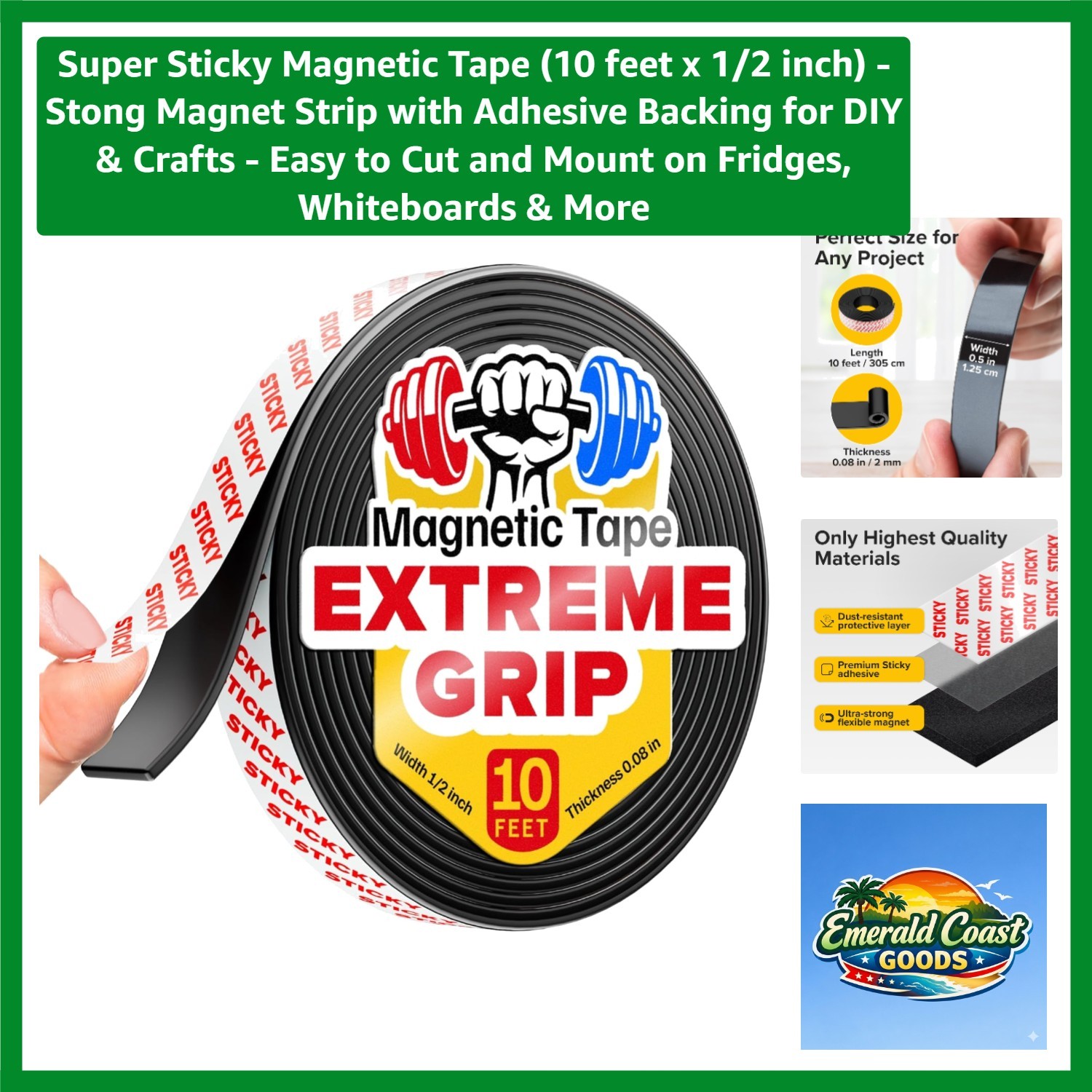 10ft x 1/2in Super Sticky Magnetic Tape – Versatile Adhesive Solution for Crafts