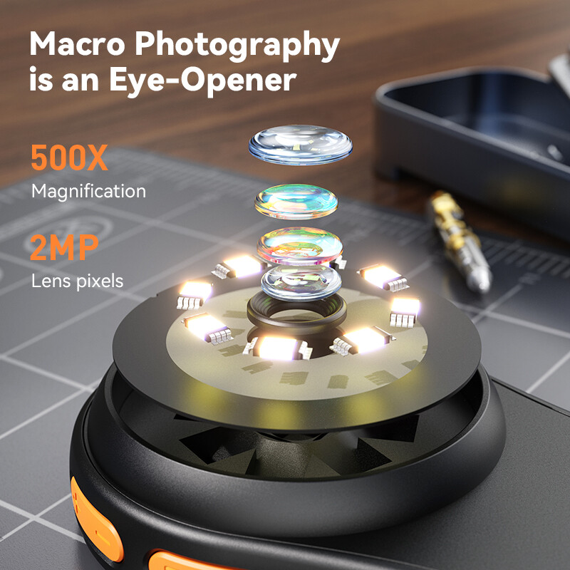 Portable 500X Digital Microscope 2″ 1080P w/Metal Stand for Coins PCB
