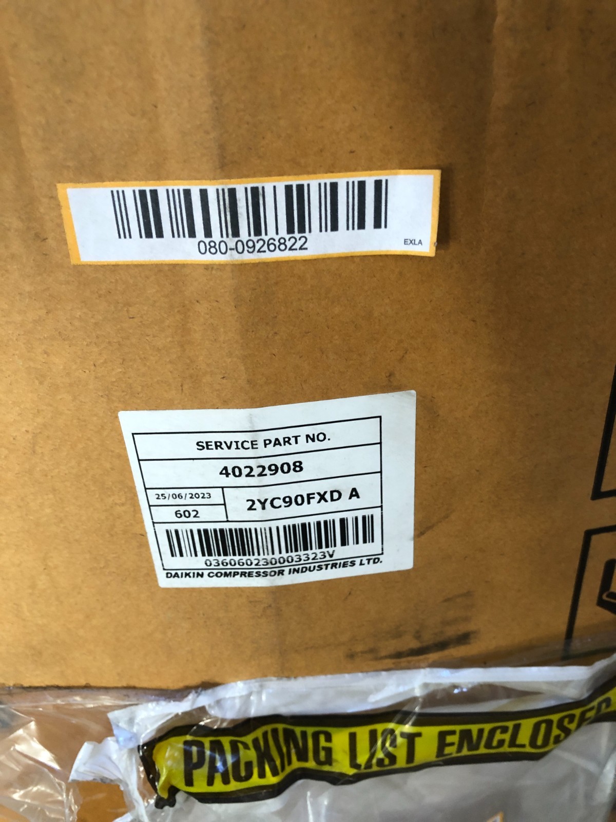 New Daikin A/C Compressor 3 Ph Oil FVC50K 60 Hz R410A Model 2YC90FXD