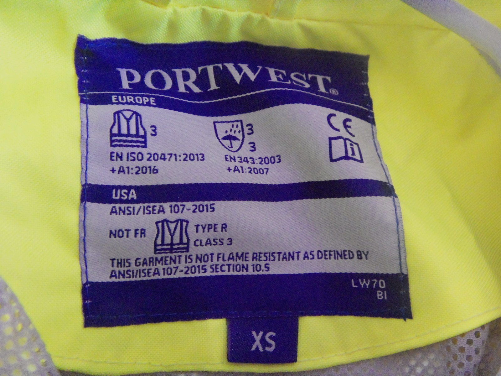 NWT PORTWEST HI-VIS LADIES BREATHABLE SAFETY WORK RAIN JACKET LW70 SIZE XS